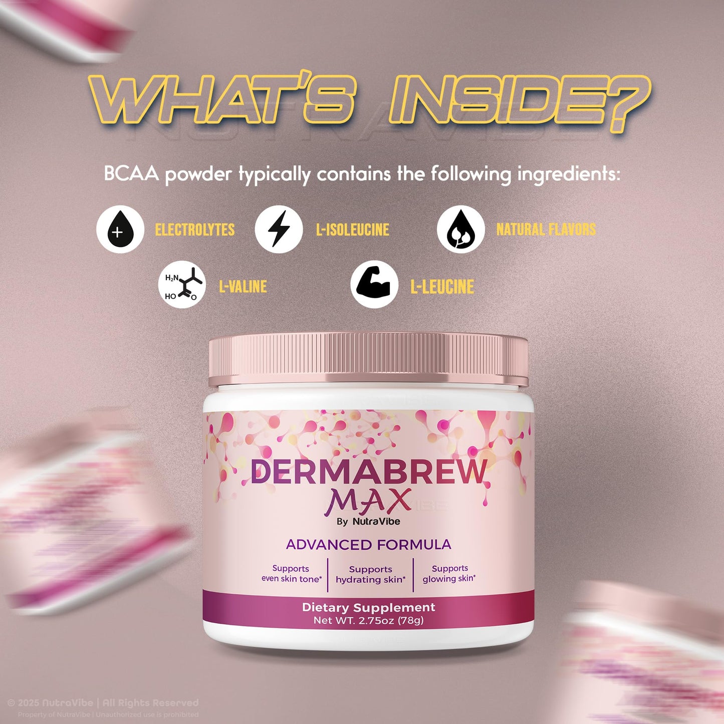 NutraVibe DermaBrew Max Powder 8.25 oz (Pack of 3)