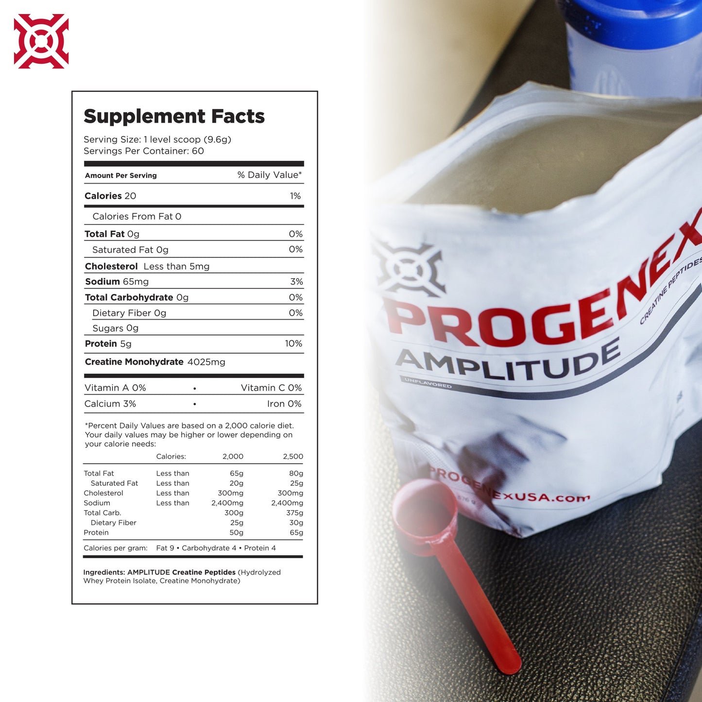Progenex Amplitude Creatine Peptides Powder, 60 Servings