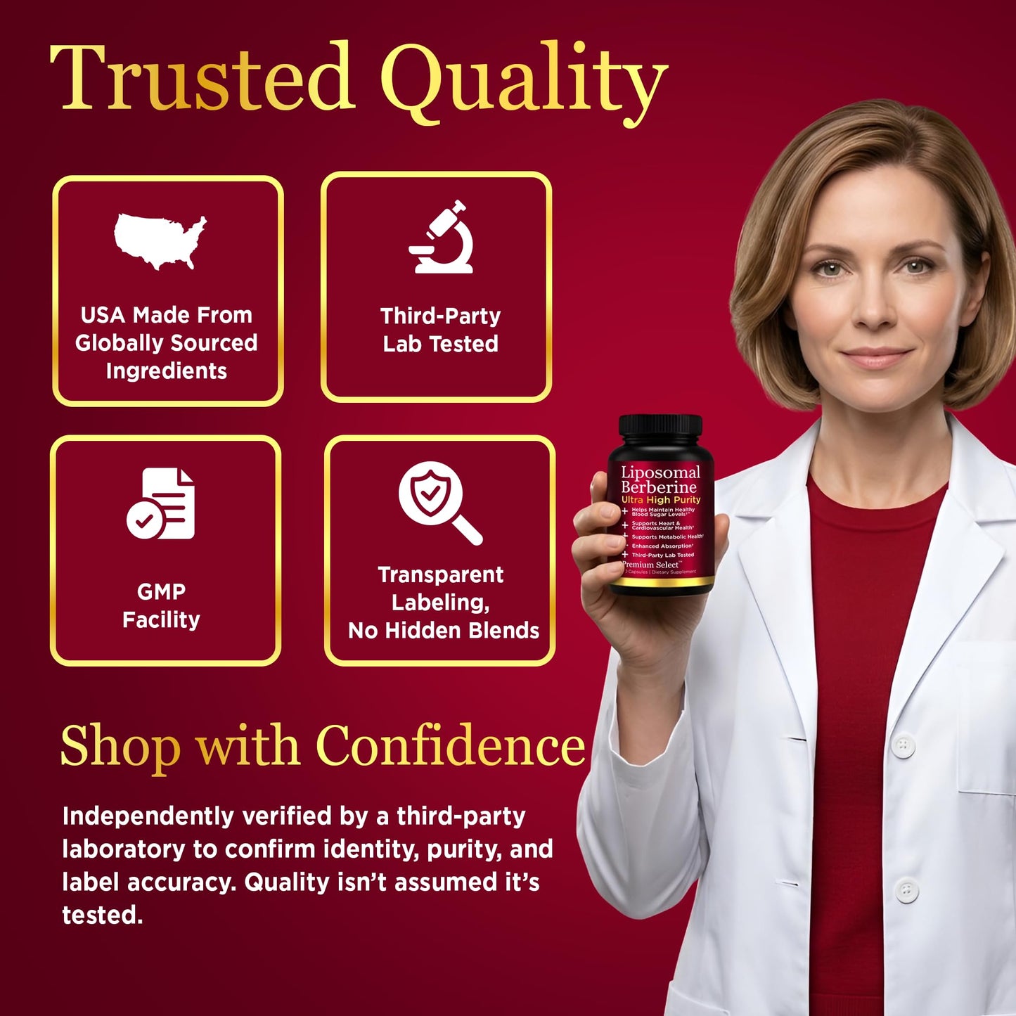 Premium Select Nutrition Liposomal Berberine HCL Capsules, 60 Capsules