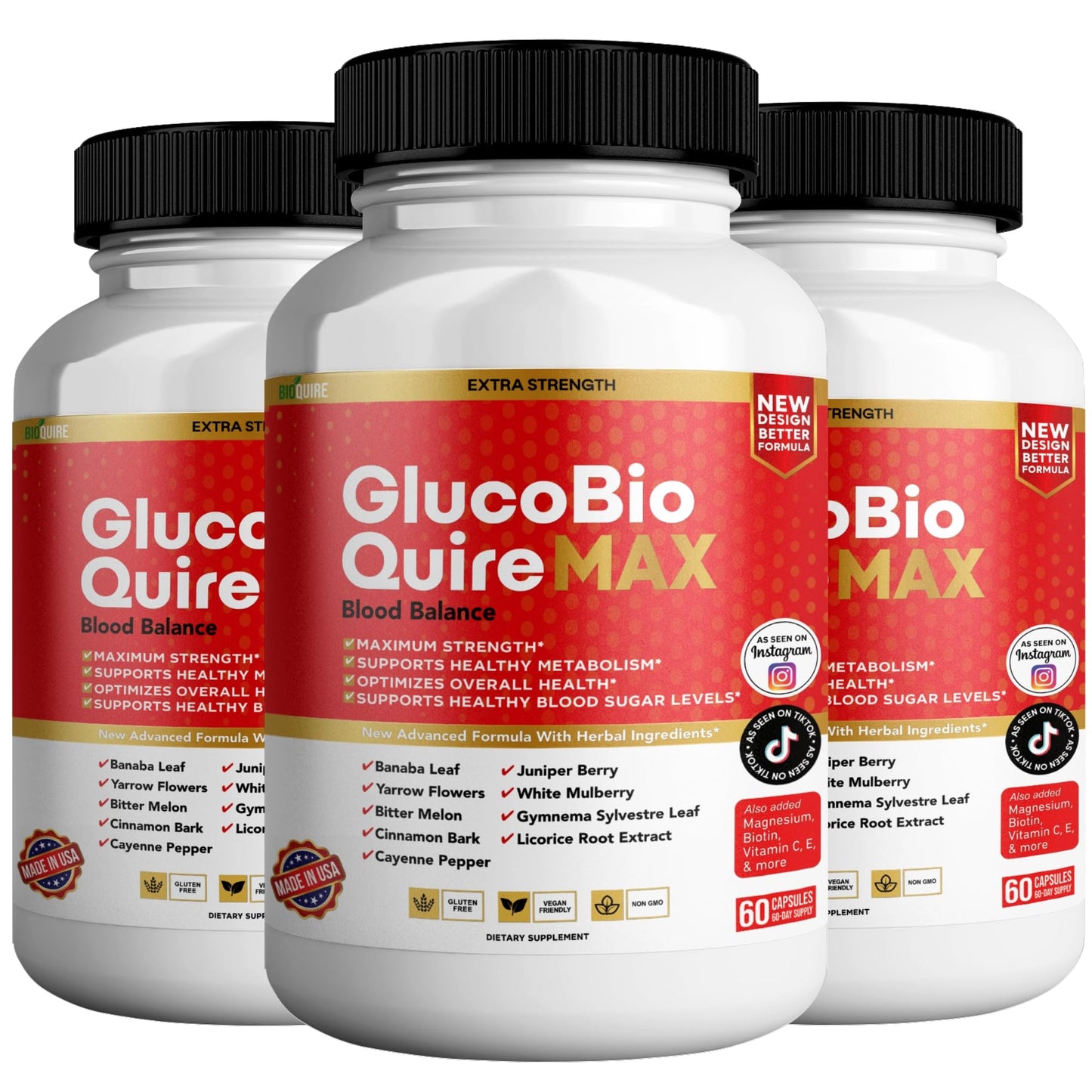 BIOQUIRE Gluco Bio Quire Max Blood Balance Ultra Dietary Supplement, 180 Capsules