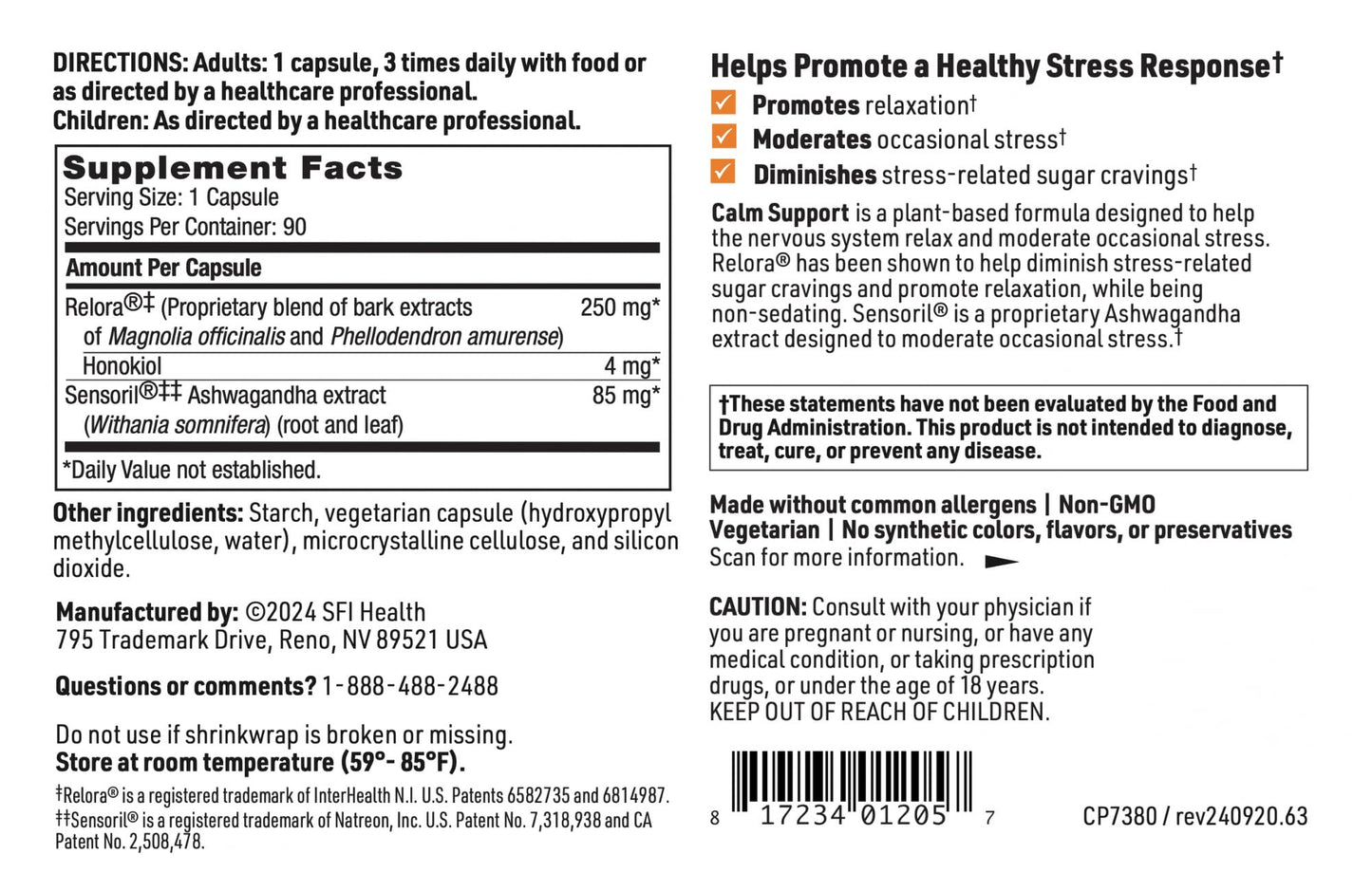 SFI Health Cortisol Management Capsules, 90 Count