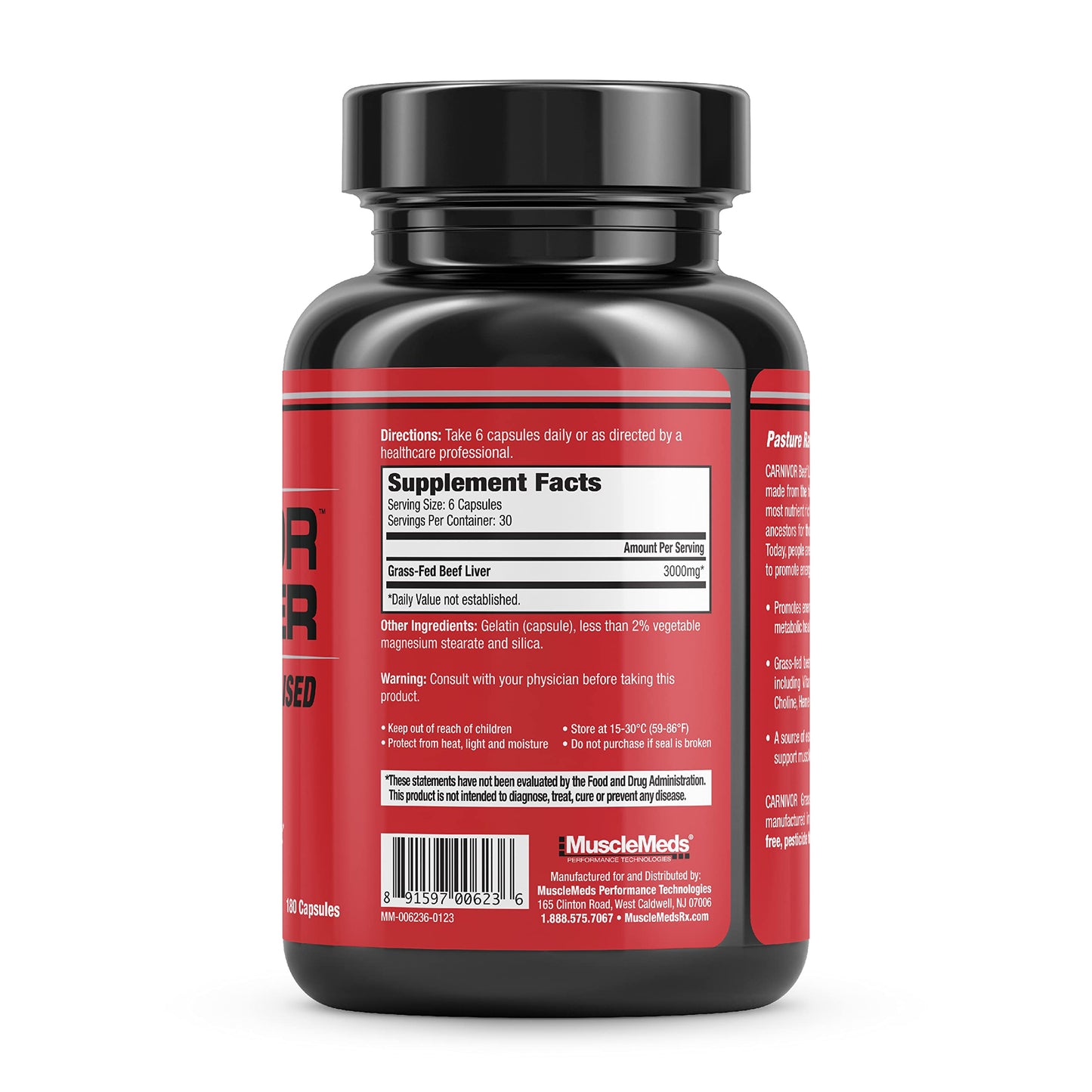 MuscleMeds Carnivor Beef Liver Capsules, 180 Capsules