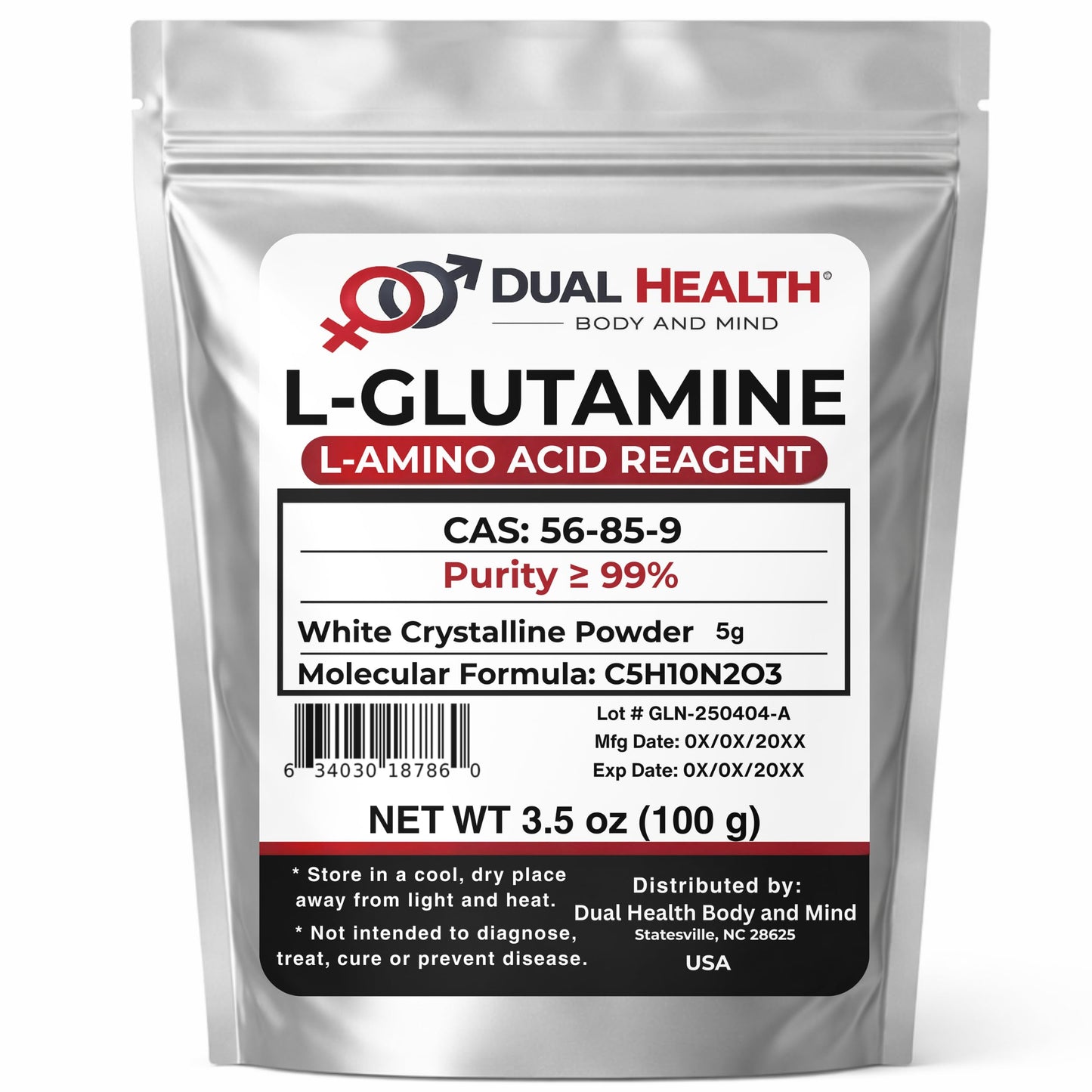 Dual Health Body & Mind L-Glutamine Powder, 3.53 oz