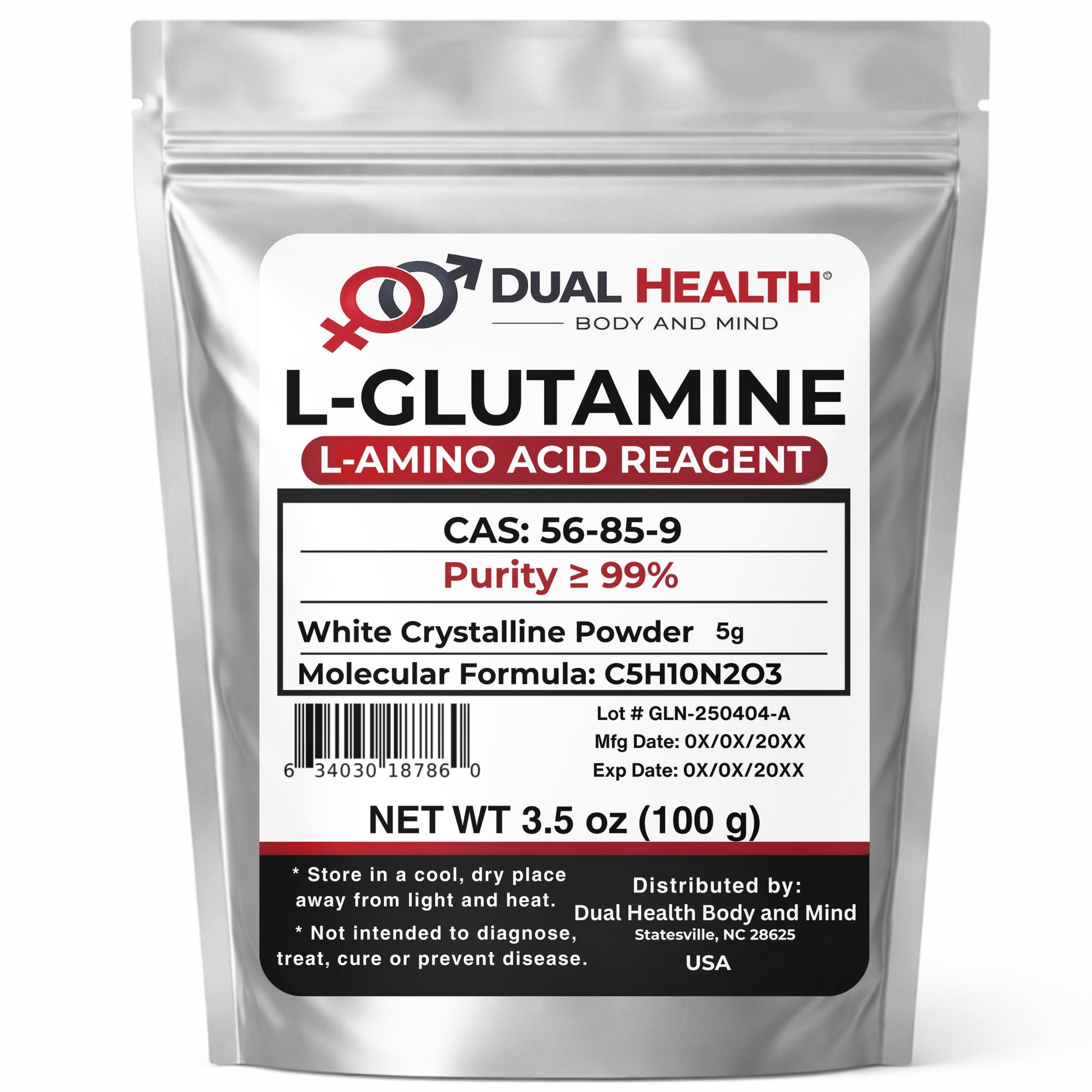 Dual Health Body & Mind L-Glutamine Powder, 3.53 oz