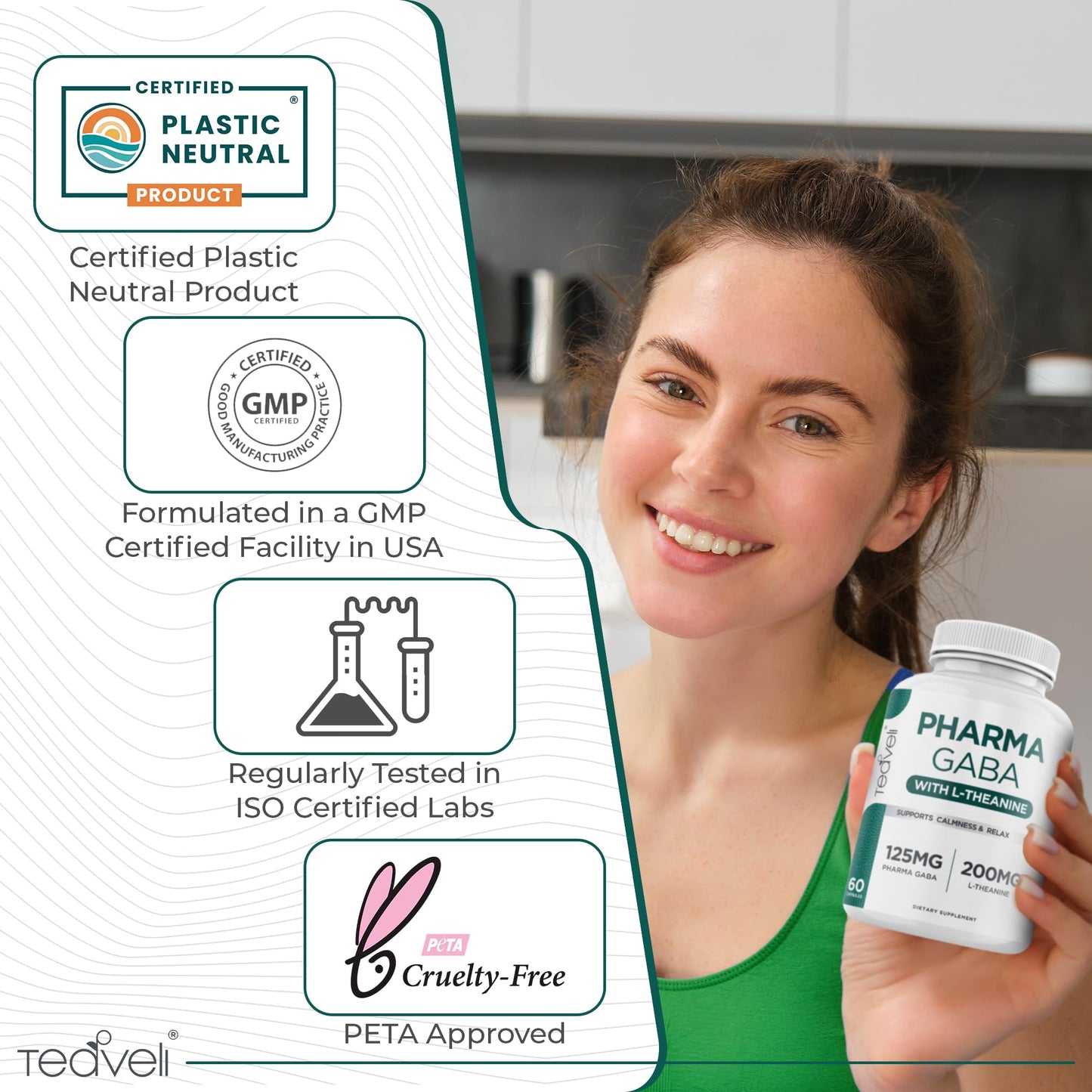 Teaveli PharmaGABA with L-Theanine Capsule, 60 Veggie Capsules