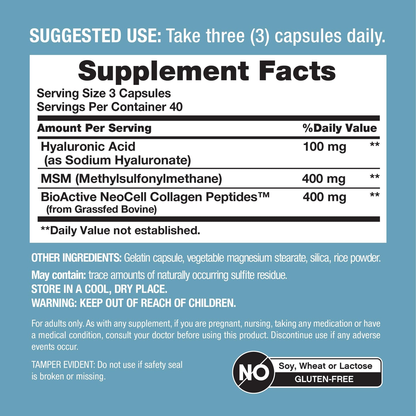 NeoCell Hyaluronic Acid Complex 900mg Capsules, 120 Count