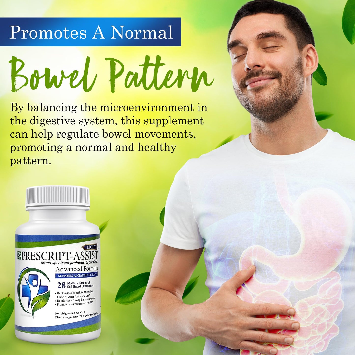 Prescript-Assist Light - 28 Strains Soil Microflora Probiotic and Prebiotic Capsules, 60 Capsules