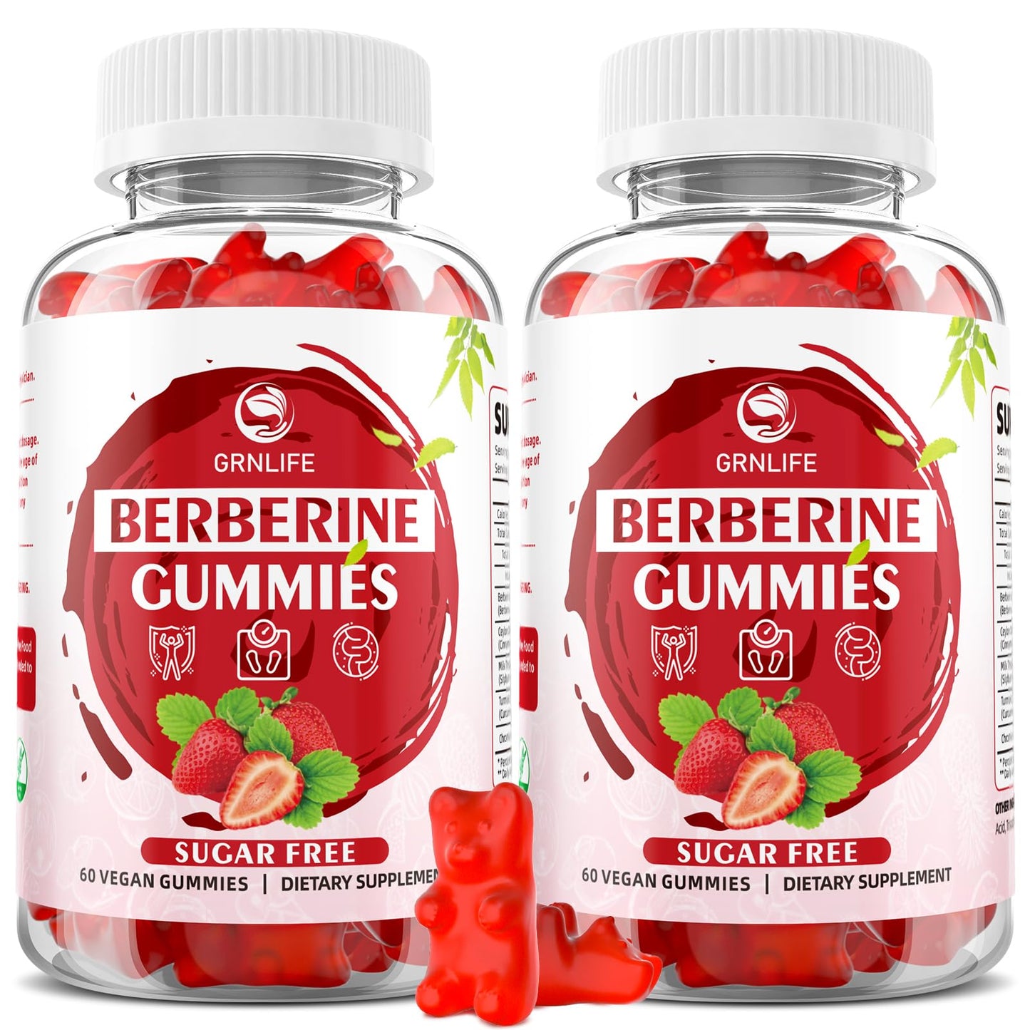 GrnLife Berberine Gummies with Ceylon Cinnamon, High Potency Berberine HCL, 120 Count