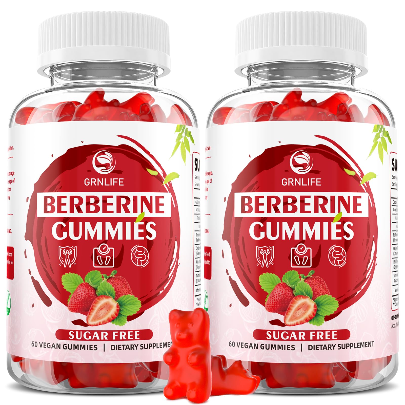 GrnLife Berberine Gummies with Ceylon Cinnamon, High Potency Berberine HCL, 120 Count