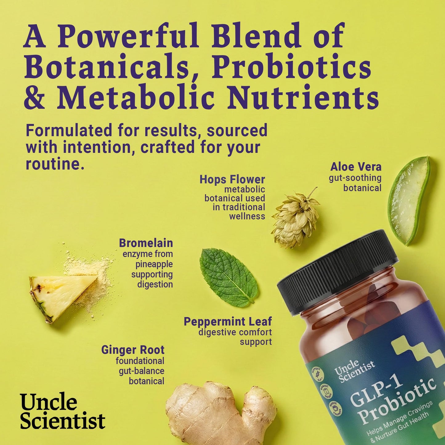 Uncle Scientist GLP-1 Probiotic Dietary Supplement Capsule 60 Count