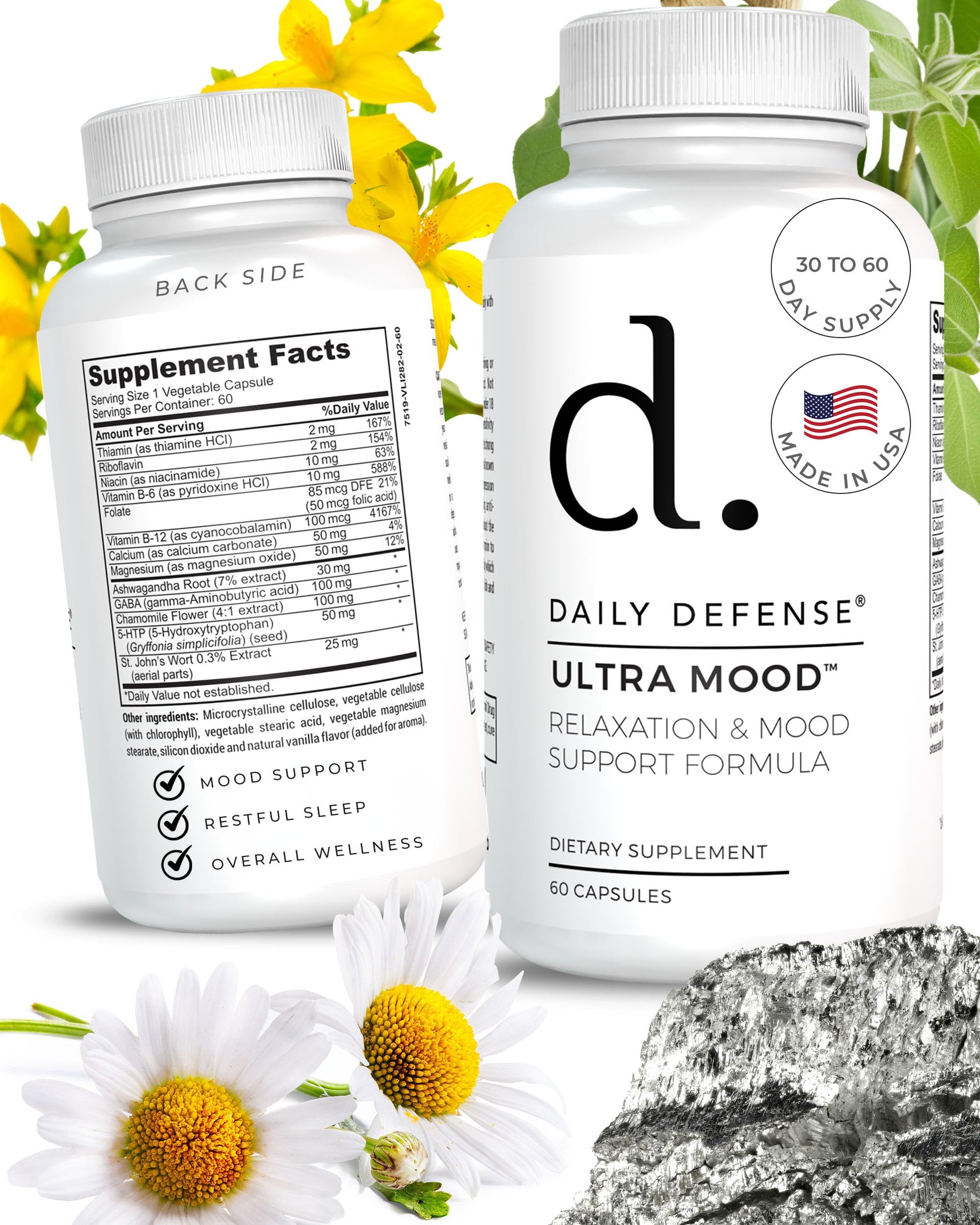 Daily Defense Mood Support Supplement - Ultra Mood Capsule, 60 Count