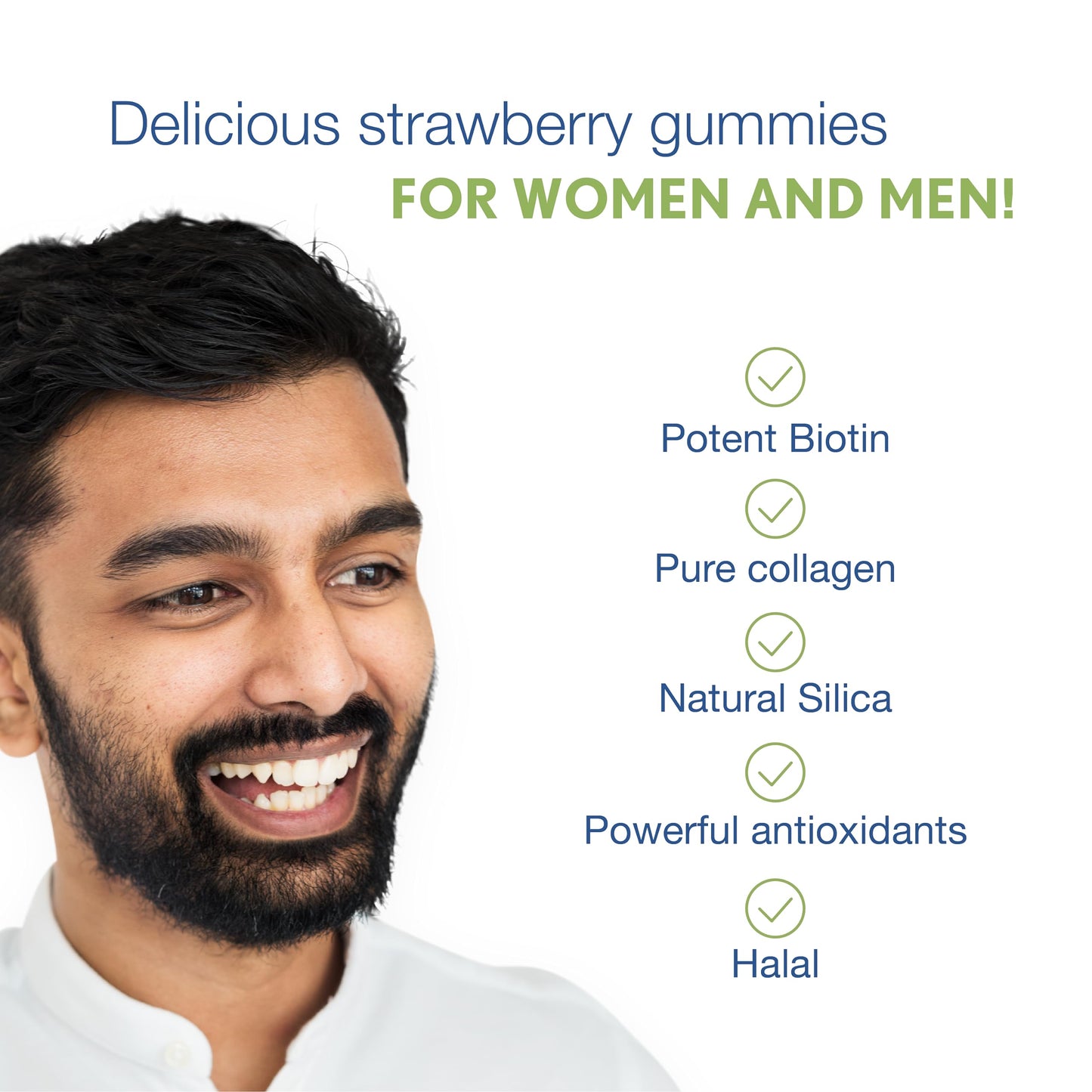 Noor Vitamins Halal Hair Vitamins Biotin, Collagen, Silica, Vitamin C & E Supports Hair, Skin & Nail Health Natural Strawberry Gummy, 90 Count