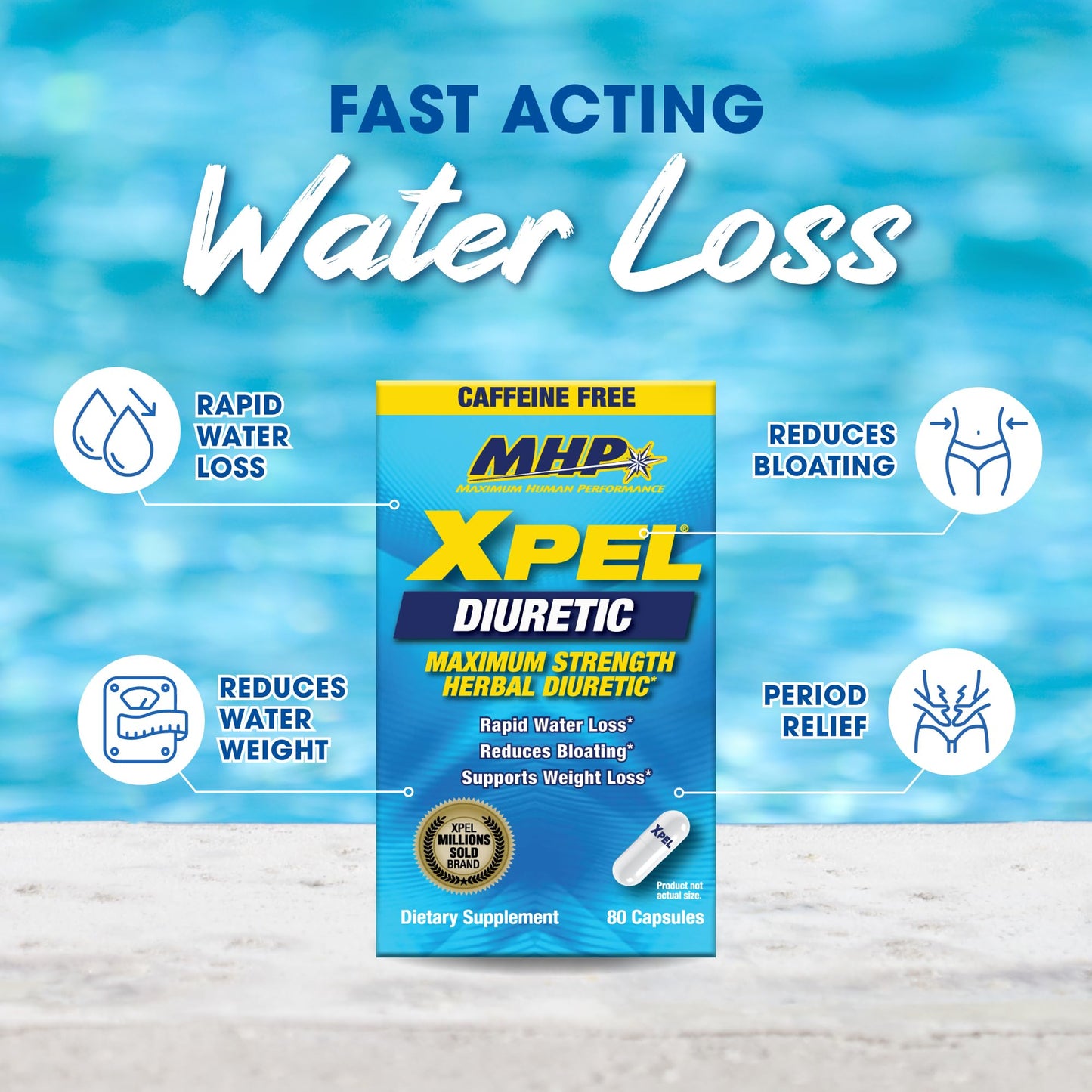 Maximum Human Performance Xpel Maximum Strength Diuretic Water Pills 80 Capsules