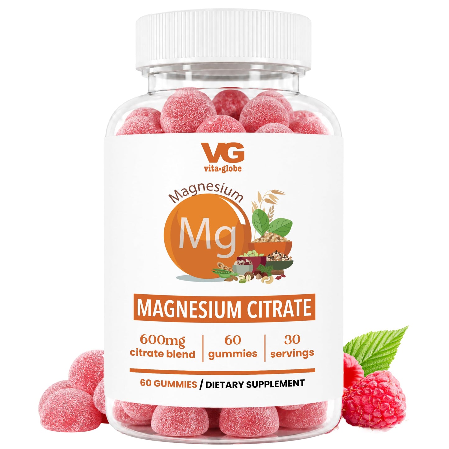 Vita Globe Magnesium Citrate Gummies 70mg, Sleep & Calm Support, Non-GMO, 60 Gummies