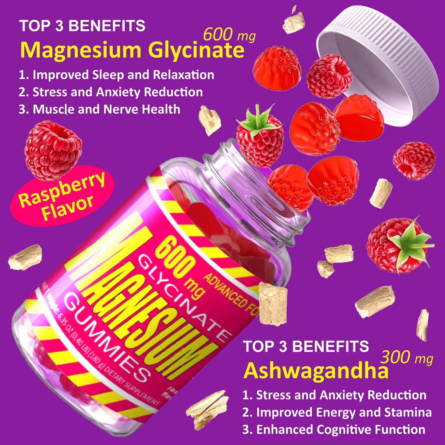 BIZYAC Magnesium Glycinate 400mg Gummies, 120 Count