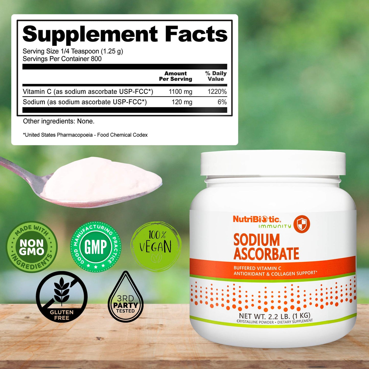 NutriBiotic Sodium Ascorbate Buffered Vitamin C Powder, 35.2 oz
