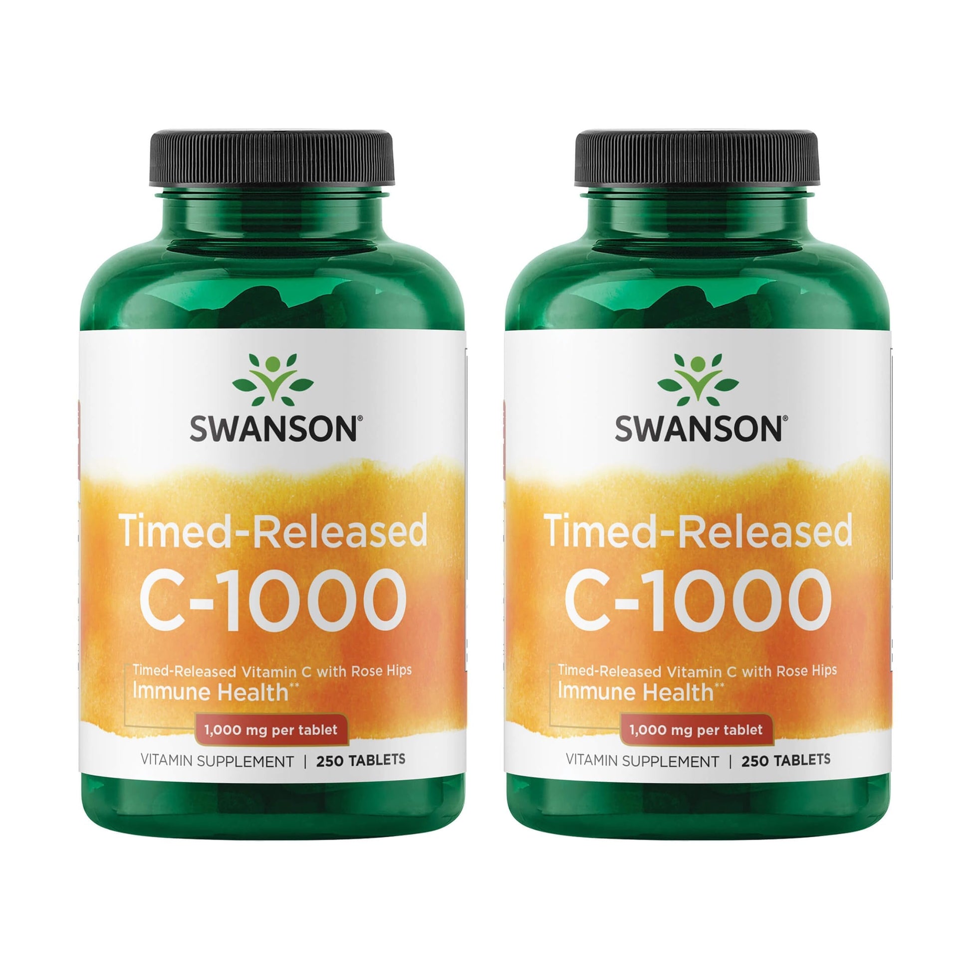 Swanson Timed-Release Tablets Vitamin C with Rose Hips Immune System Support, Skin & Cardiovascular Health Antioxidant Supplement, 1000 mg, 500 Tablets