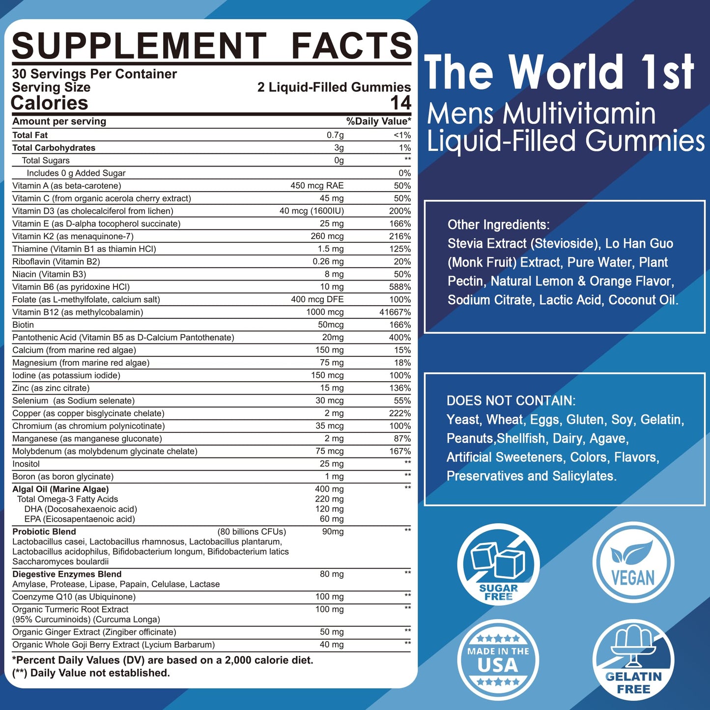 LILICARE Sugar Free Zinc Gummies and Mens Multivitamins Gummies, 180 Gummies