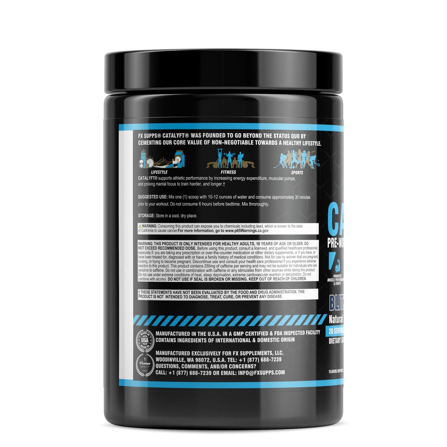 FXSUPPS Catalyft Pre-Workout Powder Blitz Berry Blast 18.9