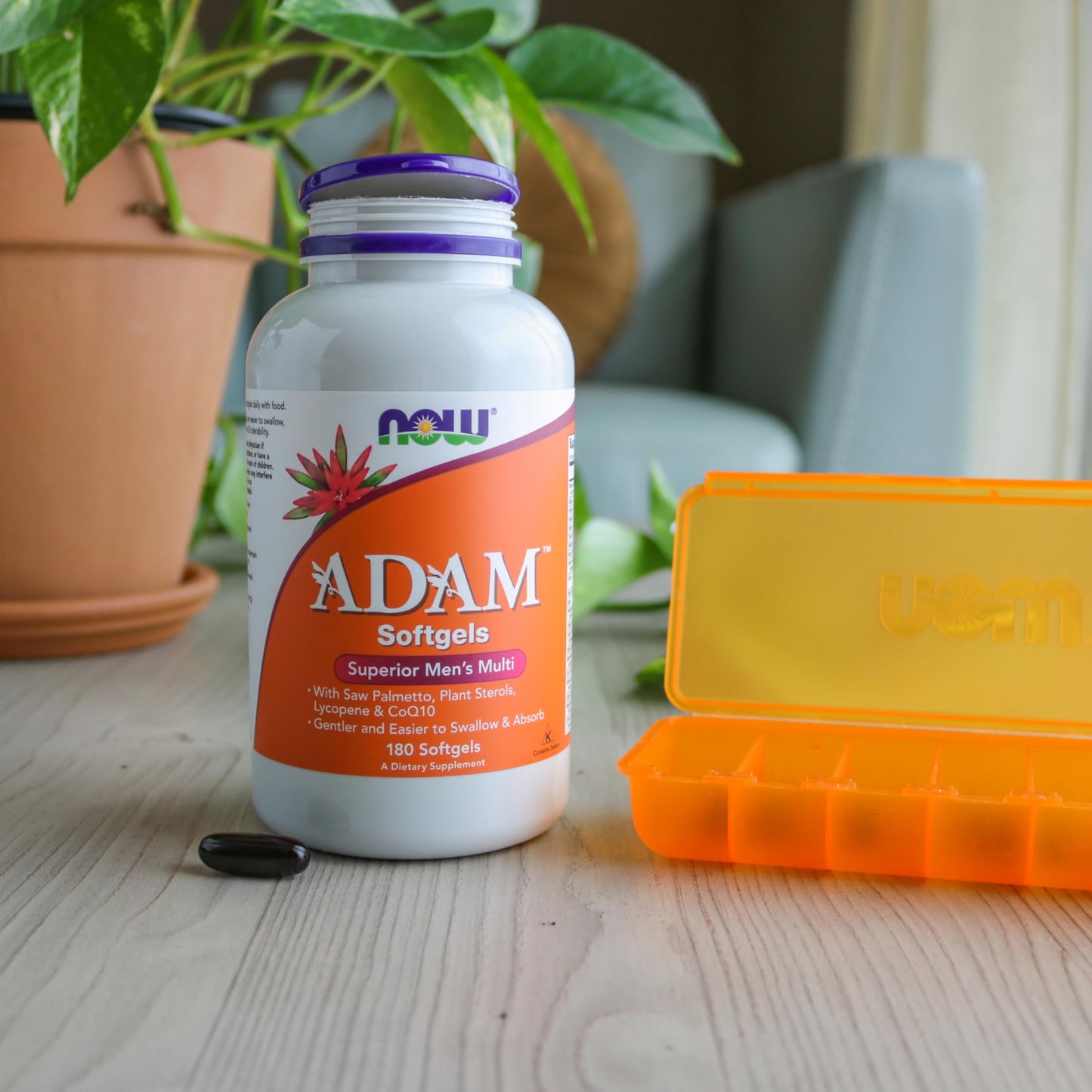NOW Foods ADAM Men's Multivitamin with Saw Palmetto, Plant Sterols, Lycopene & CoQ10 Softgels 180