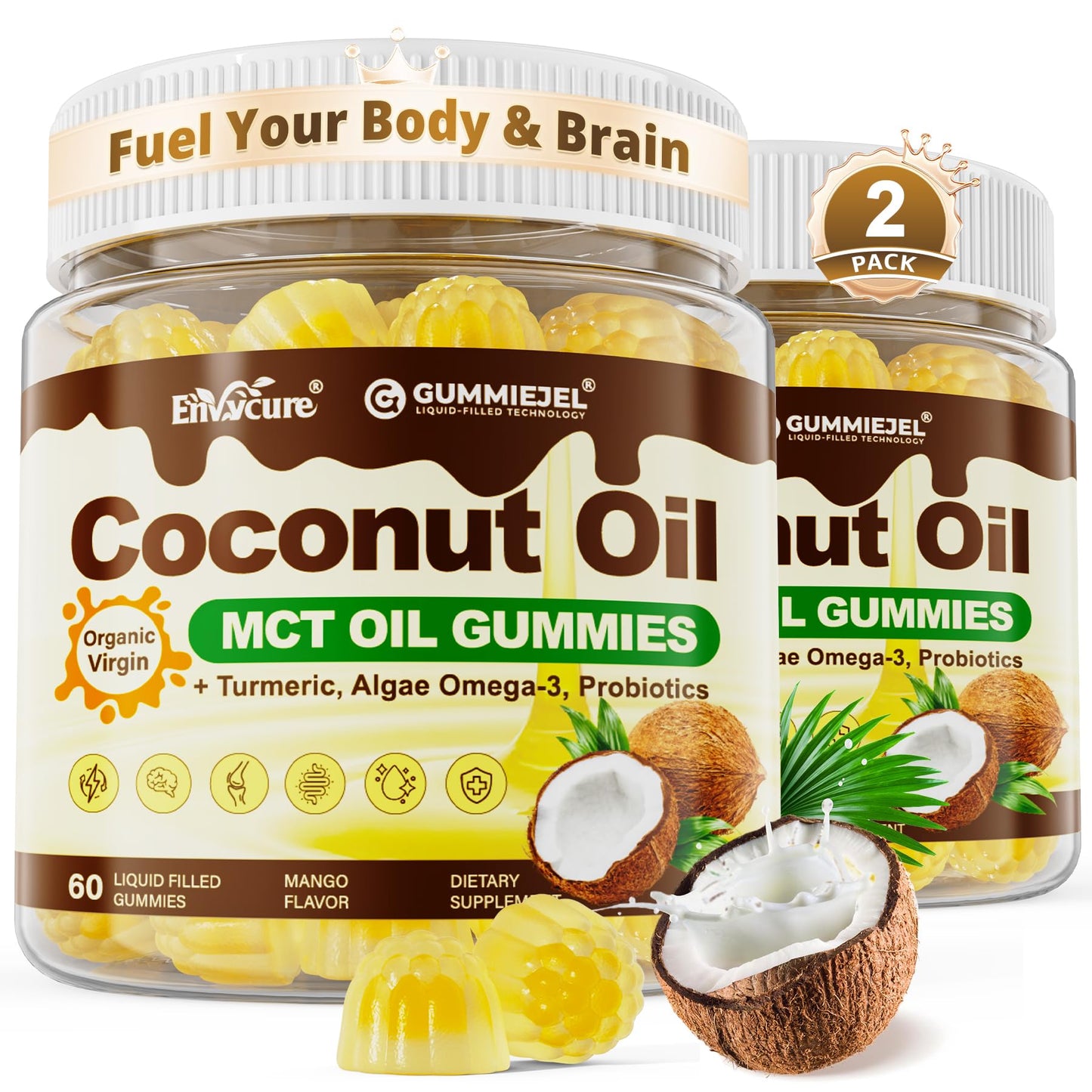 EnvyCure MCT Oil Organic Gummies, 120 Gummies
