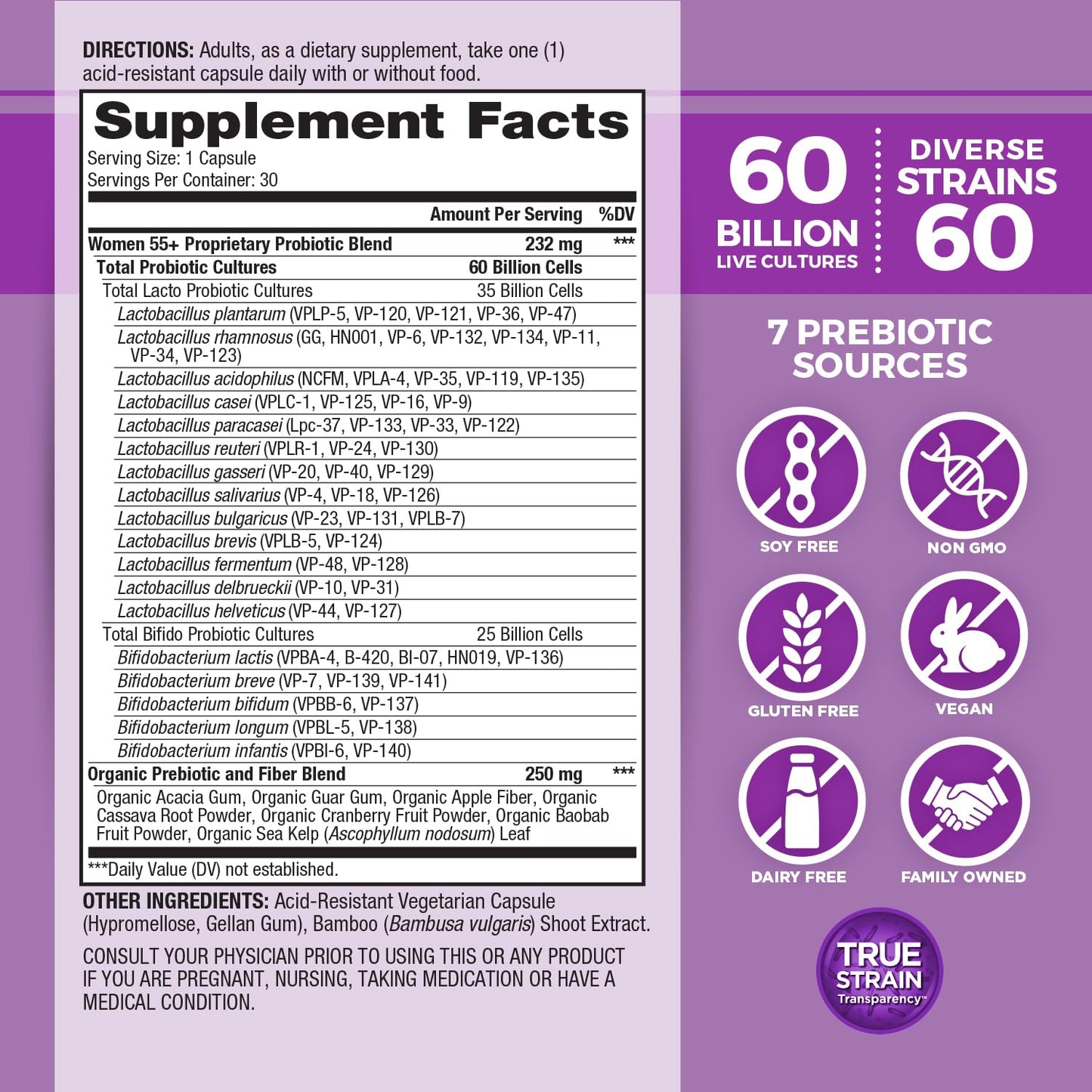 Vital Planet Vital Flora Women Over 55 Daily Probiotic Capsules, 30 Count