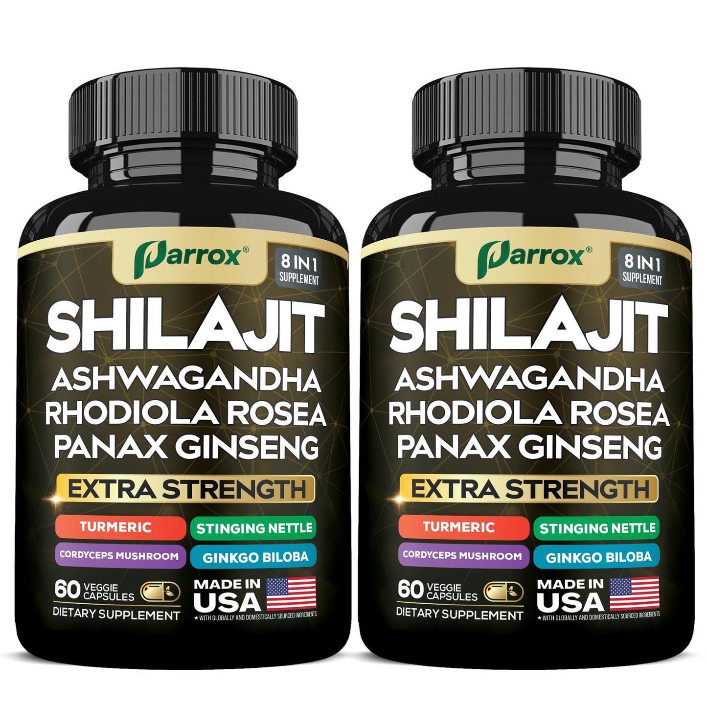 Parrox Shilajit Panax Ginseng Capsules 120 Count