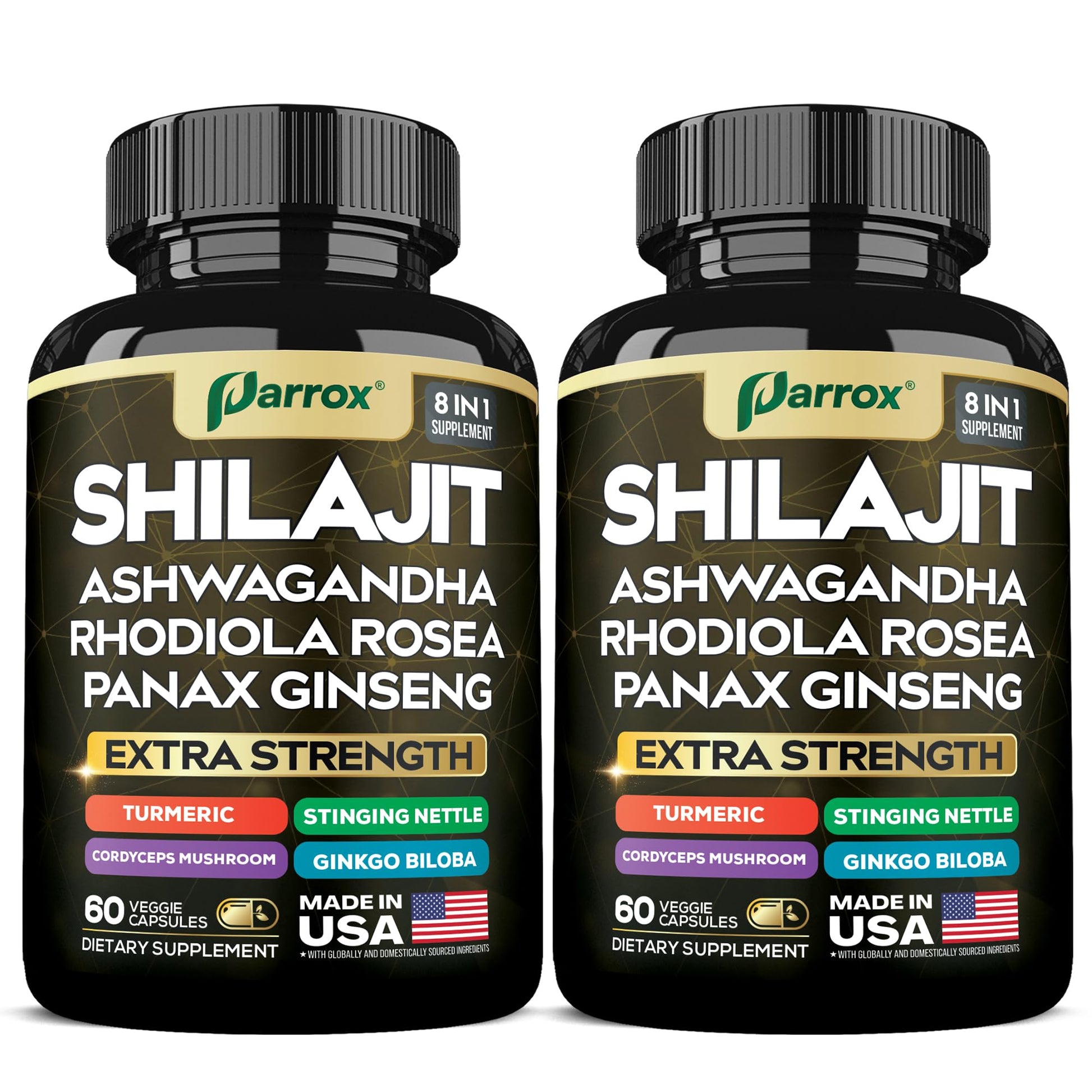 Parrox Shilajit Panax Ginseng Capsules 120 Count