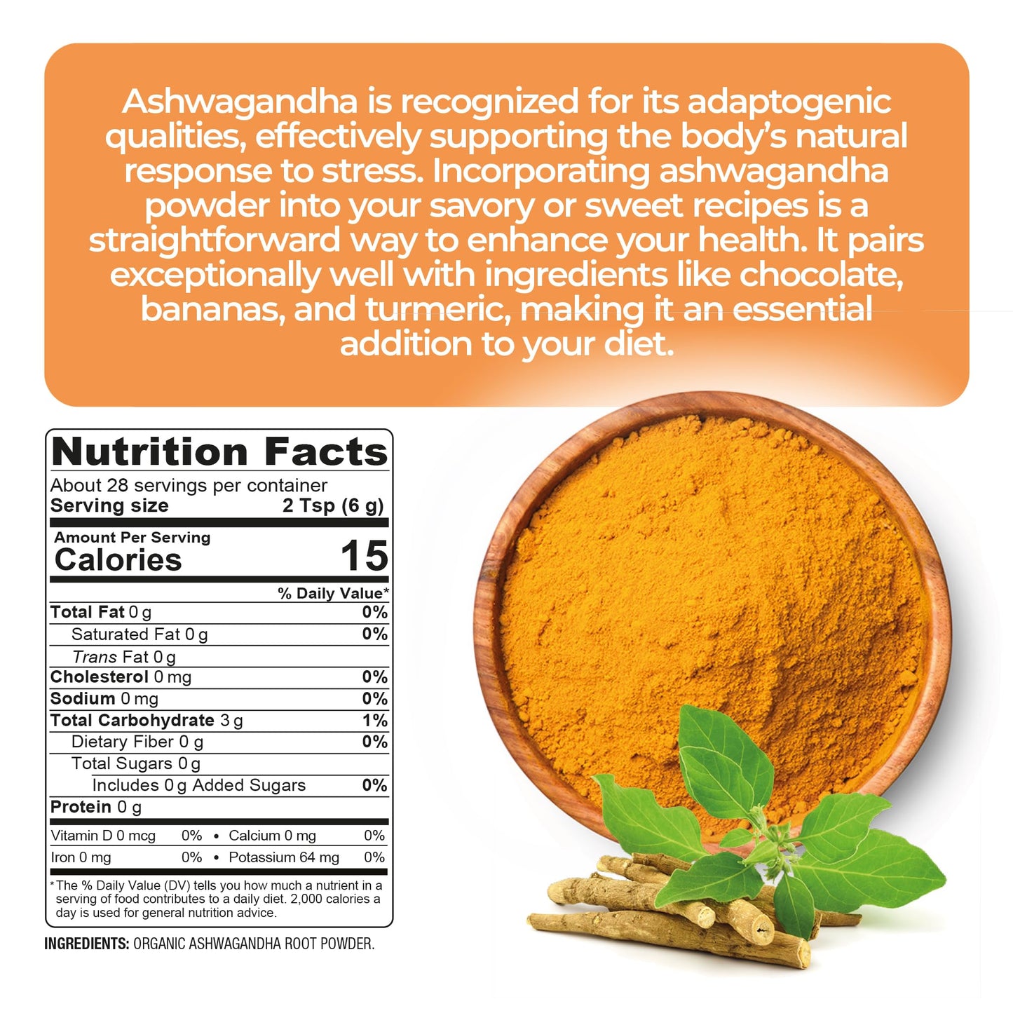 Super Organics Ashwagandha Root Powder 6 oz