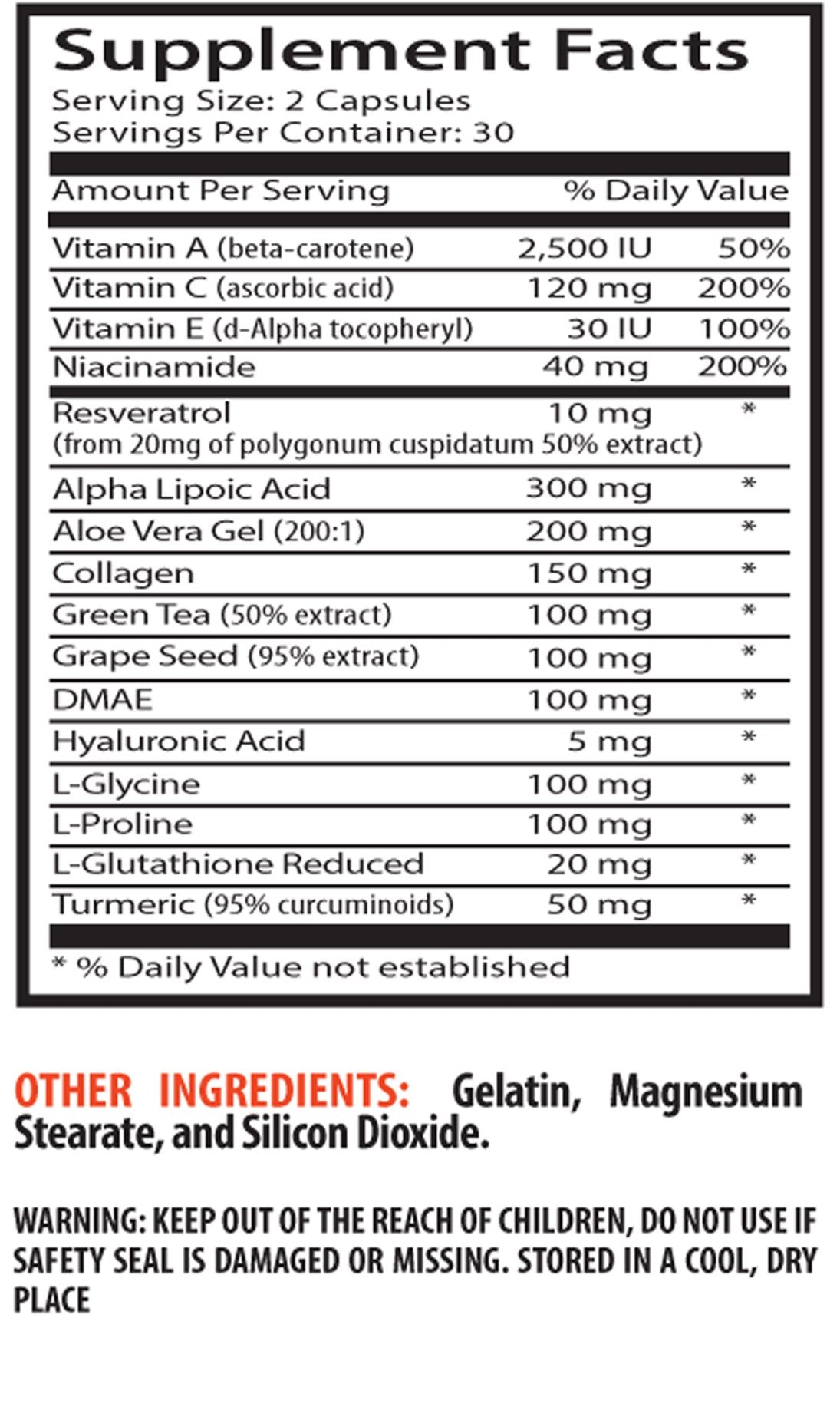 Sport Supplements Niacinamide and Vitamin C Anti-Wrinkle Collagen Capsule, 60 Capsules