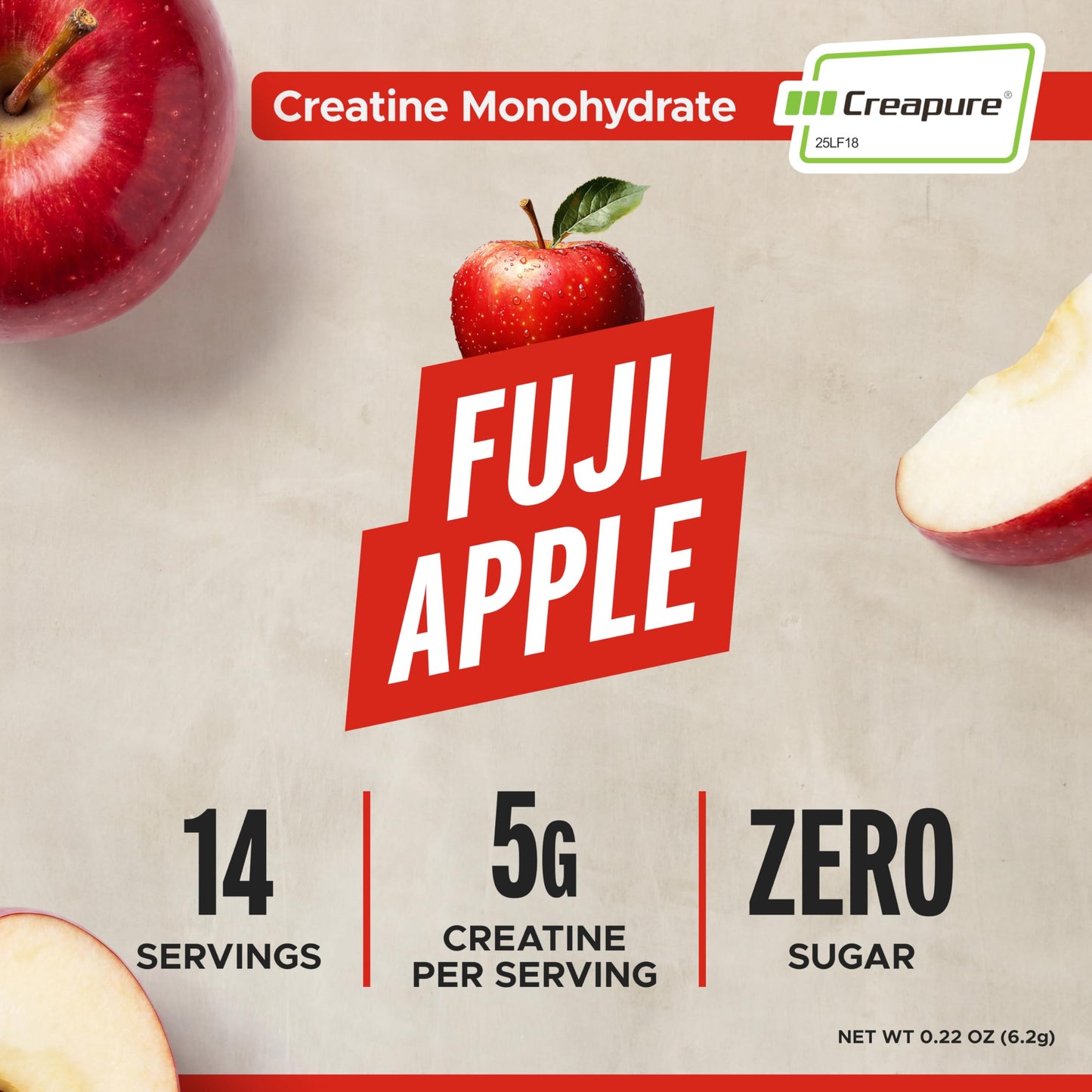LIFEAID FITAID Creatine Monohydrate Powder with CreaPure, Fuji Apple Flavor, 14 Single-Serve Packs