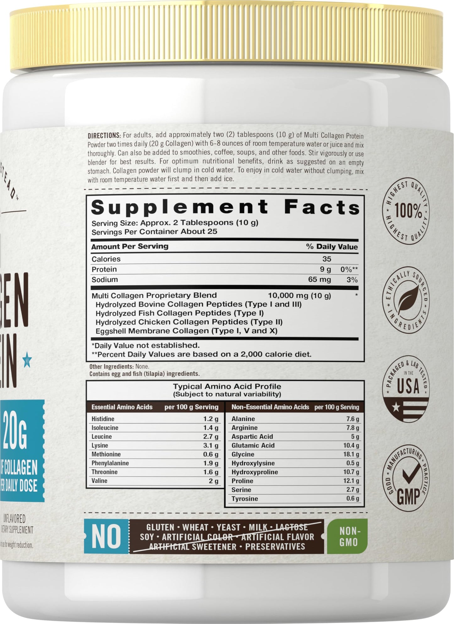 Carlyle Multi Collagen Peptides Powder Type I, II, III, V, X, 9