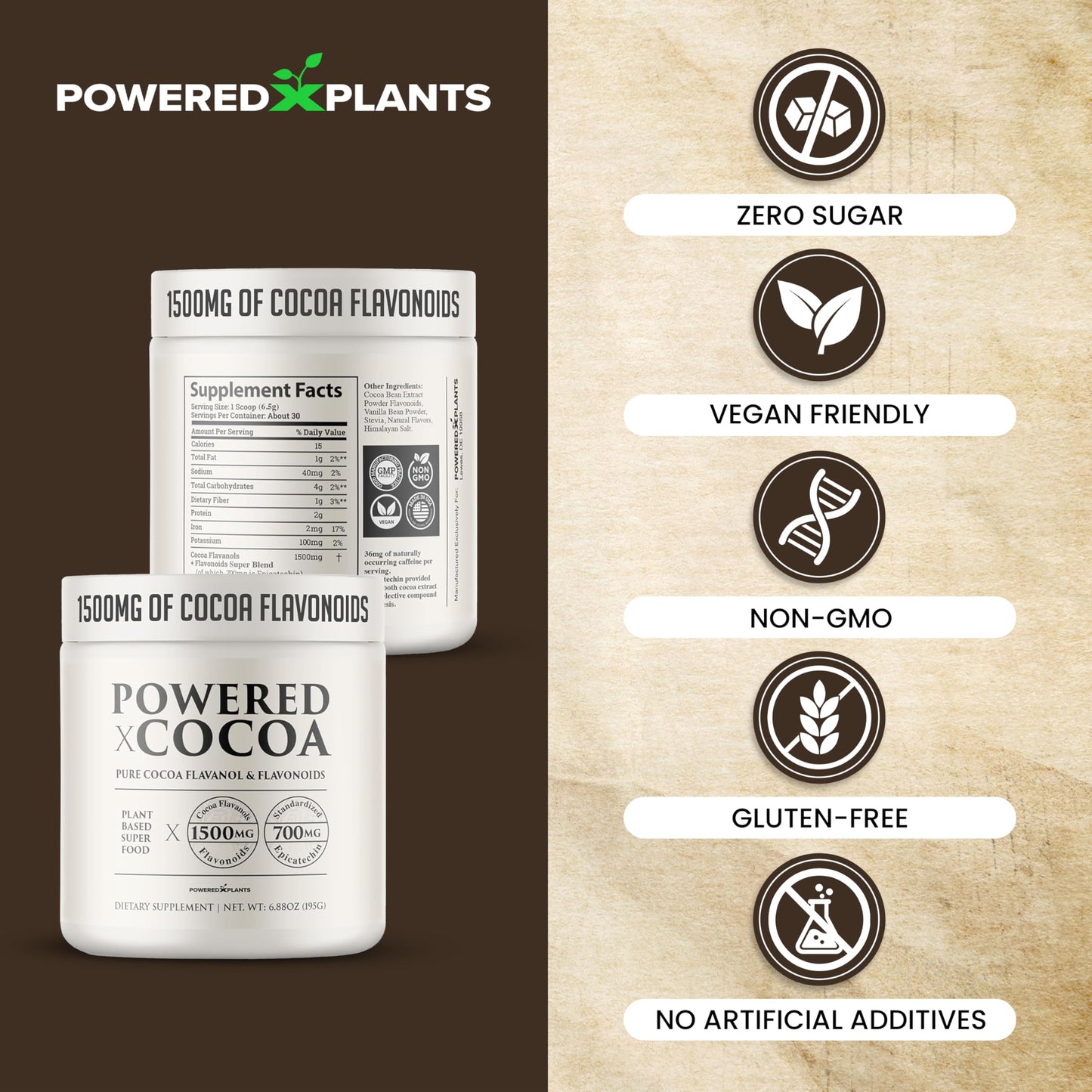 Powered X Plants High Flavanol Cocoa Powder 6.88 oz