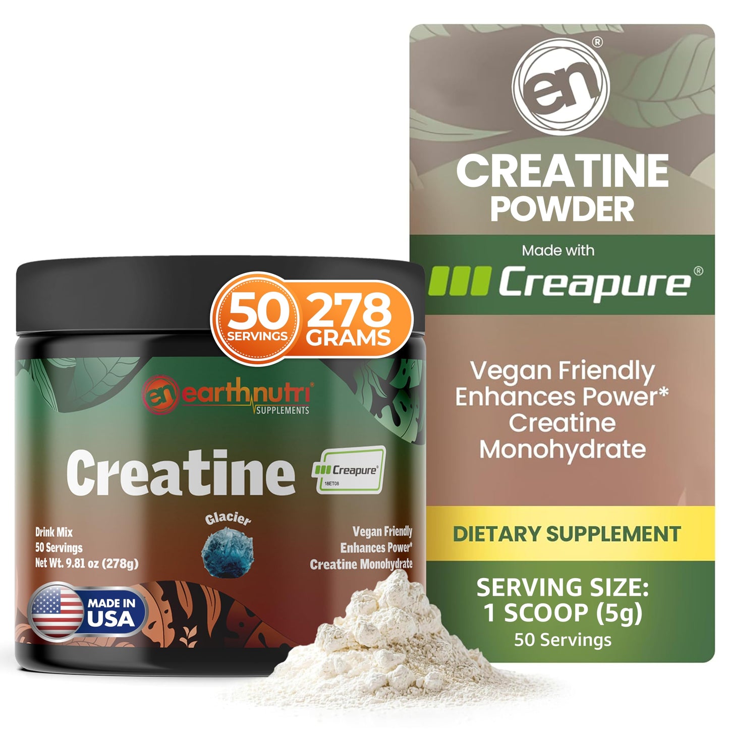 EarthNutri Creatine Monohydrate Powder 50 Servings