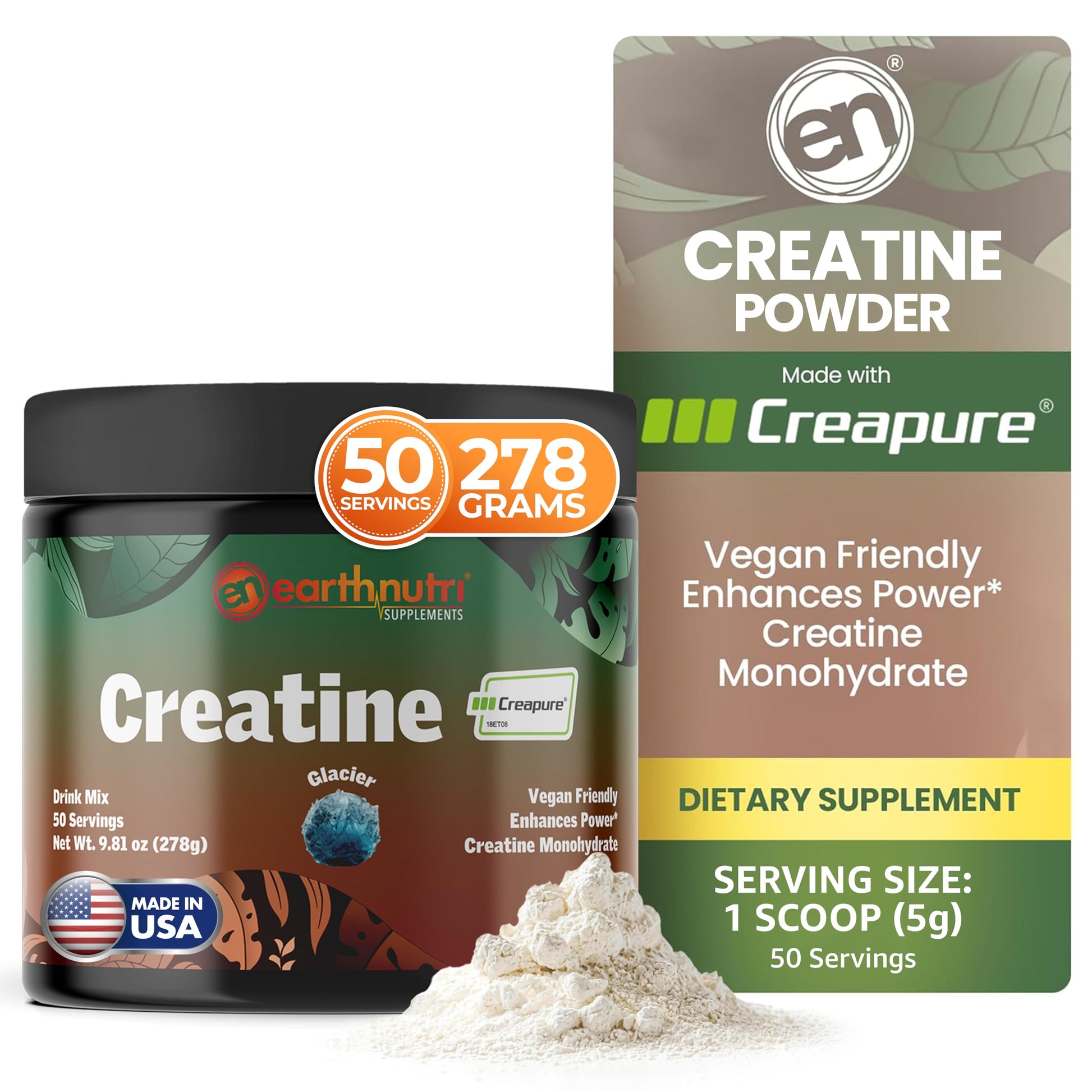 EarthNutri Creatine Monohydrate Powder 50 Servings