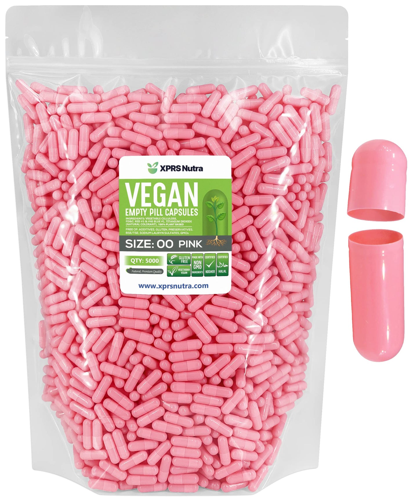 XPRS Nutra Size 00 Empty Capsules, 5000 Count Capsules, Pink