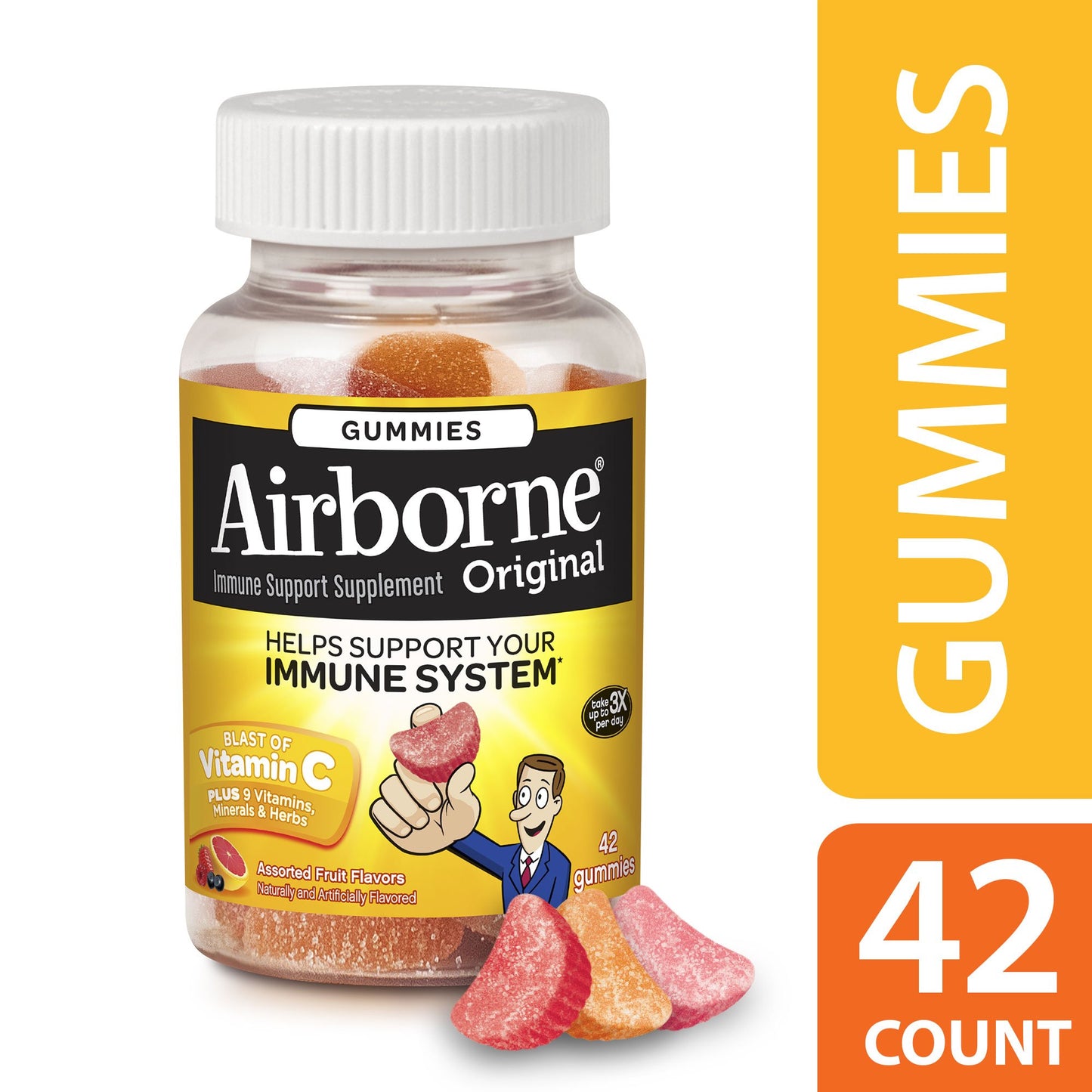 Airborne Immune Support Supplement with Vitamin C Gummies, 42 Count