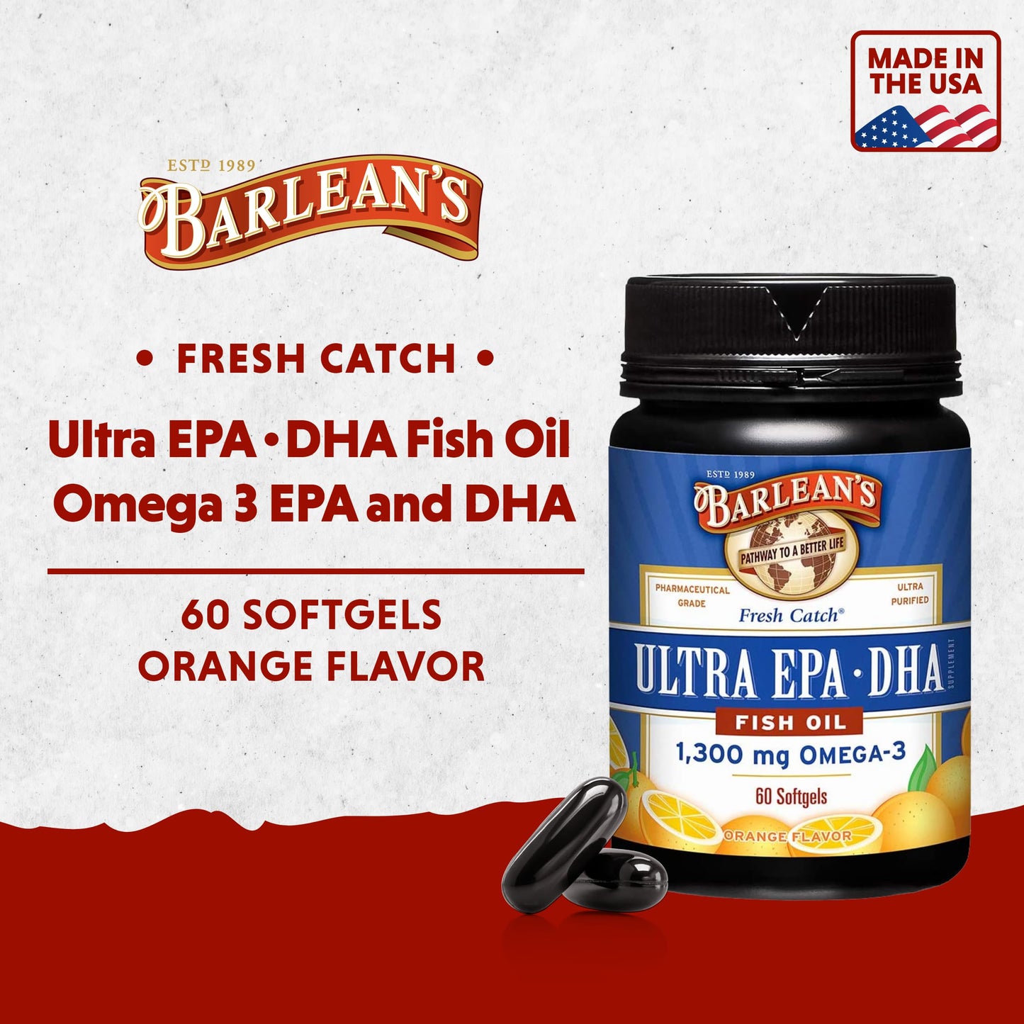 Barlean's Omega 3 Fish Oil Supplements Softgels, 60 Count