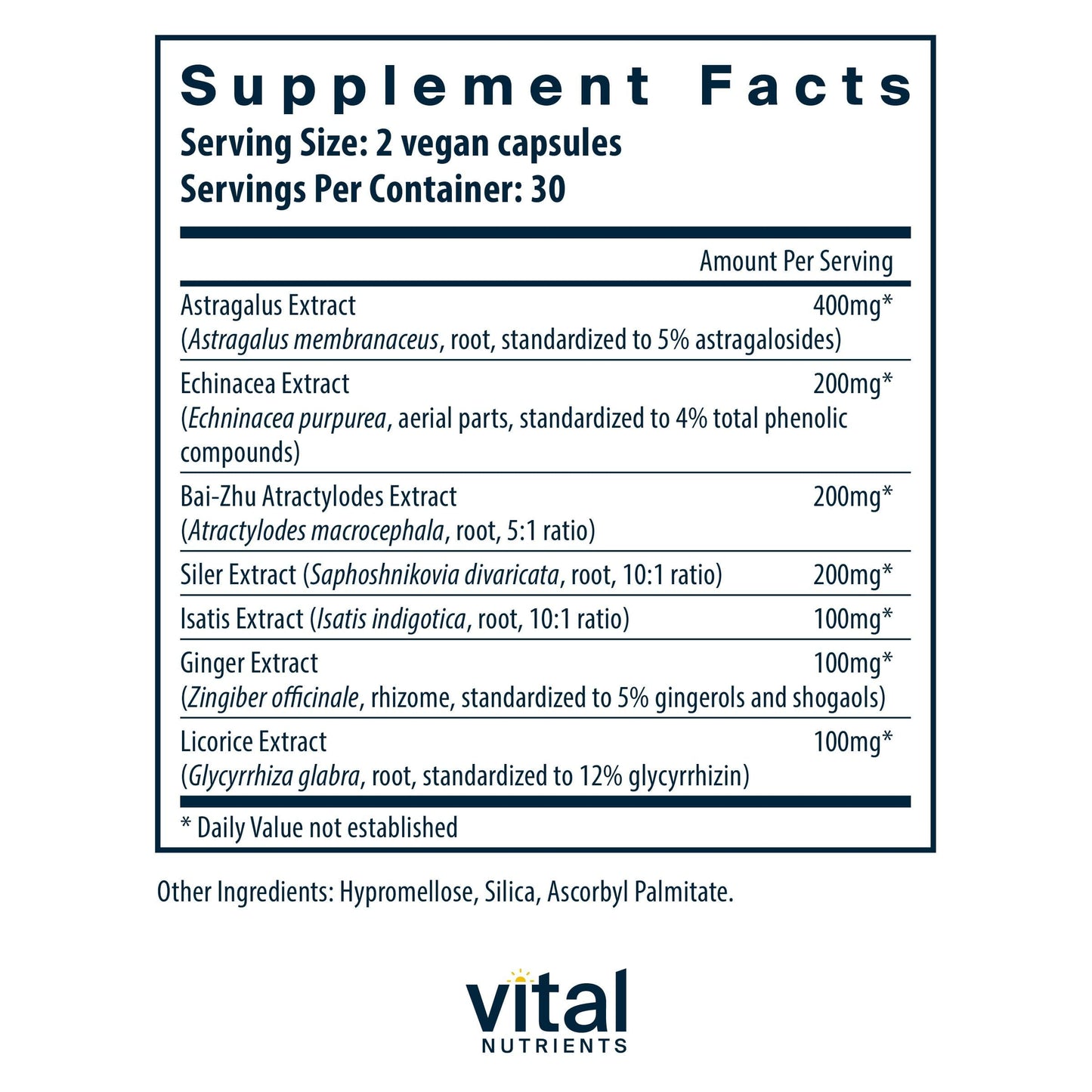 Vital Nutrients Immune Support Capsule 180 Count