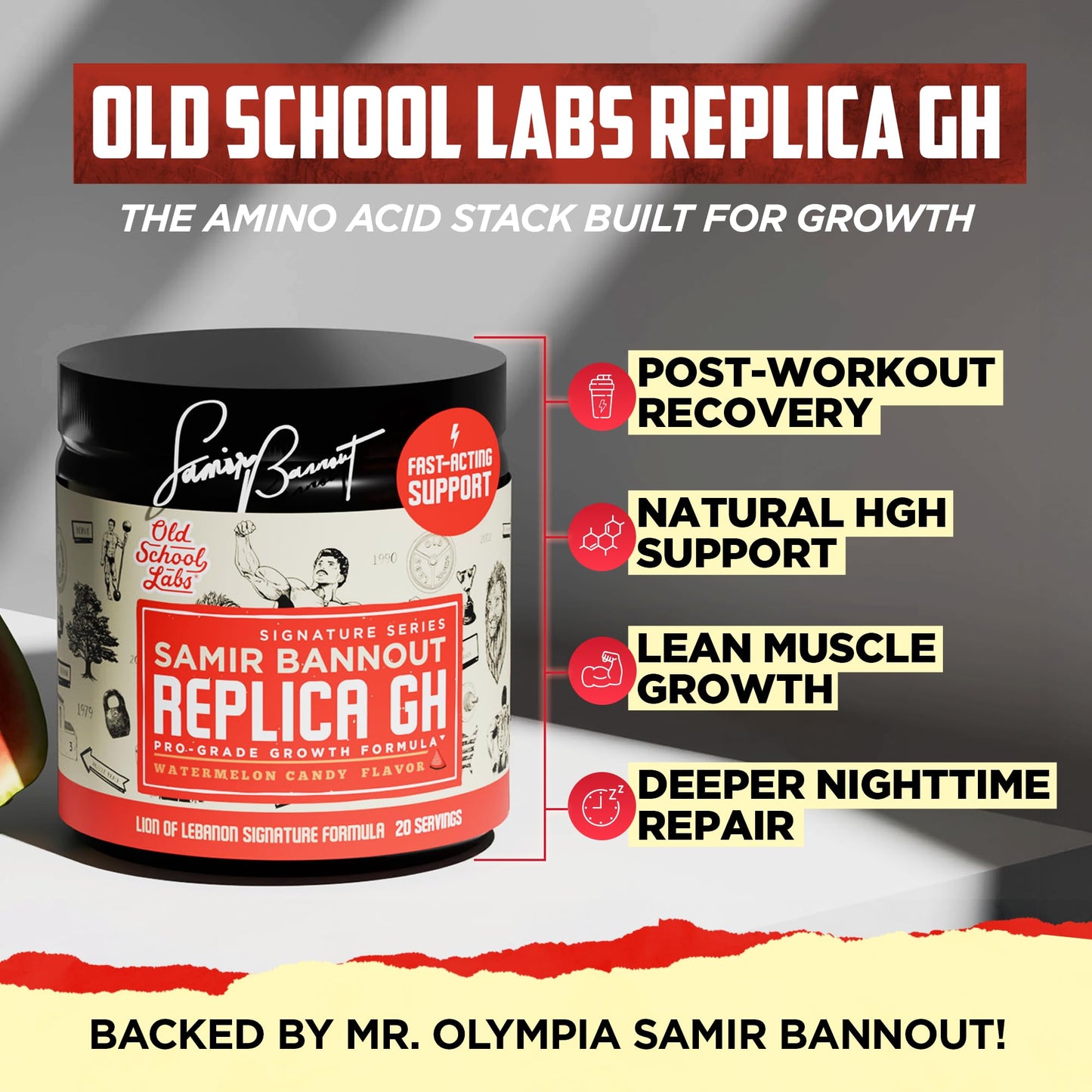 Old School Labs Replica GH Pro-Grade HGH Supplement for Men & Women, Muscle Building & Recovery – Human Growth Hormone Support Powder, 9.31 oz