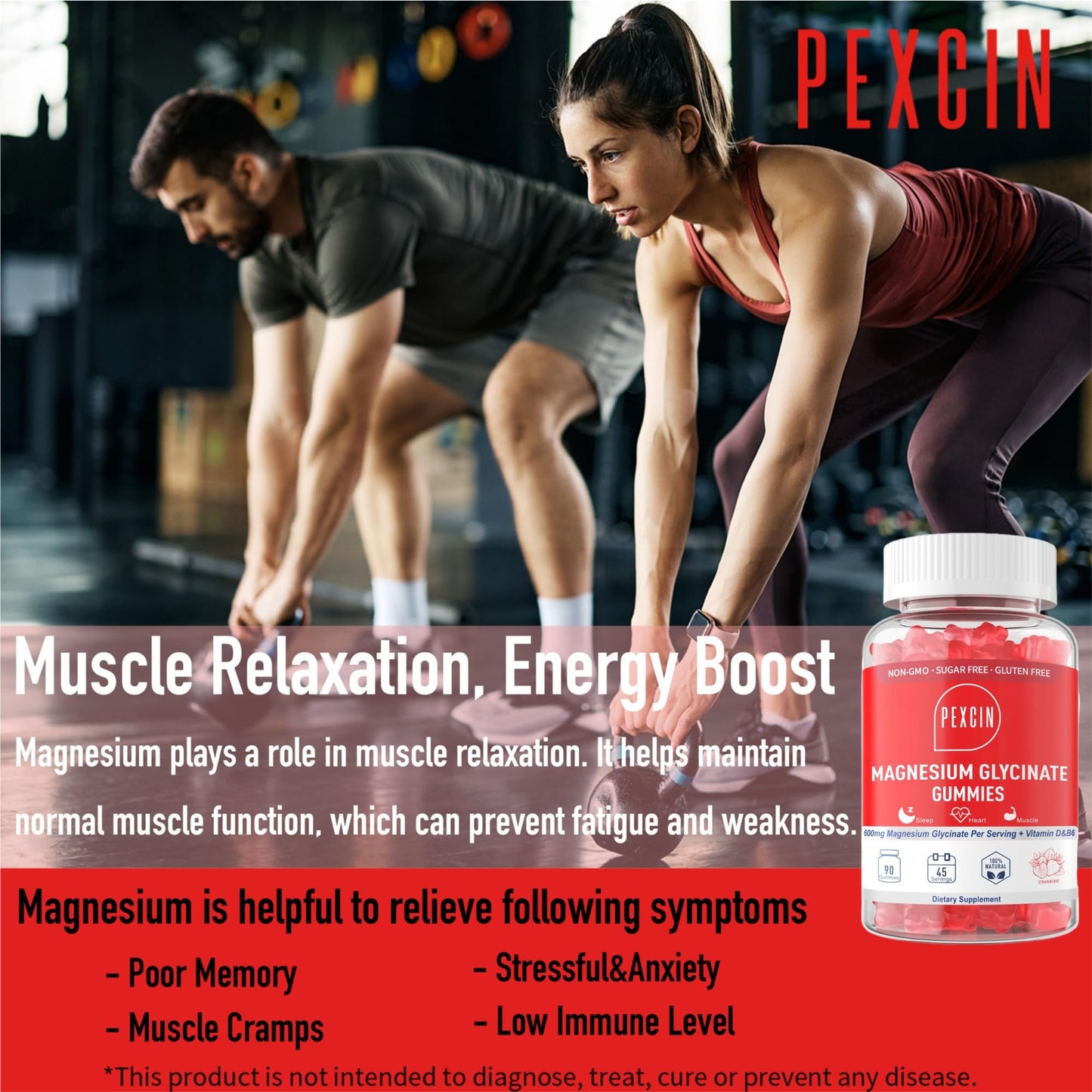 PEXCIN Magnesium Glycinate Gummies 90 Count