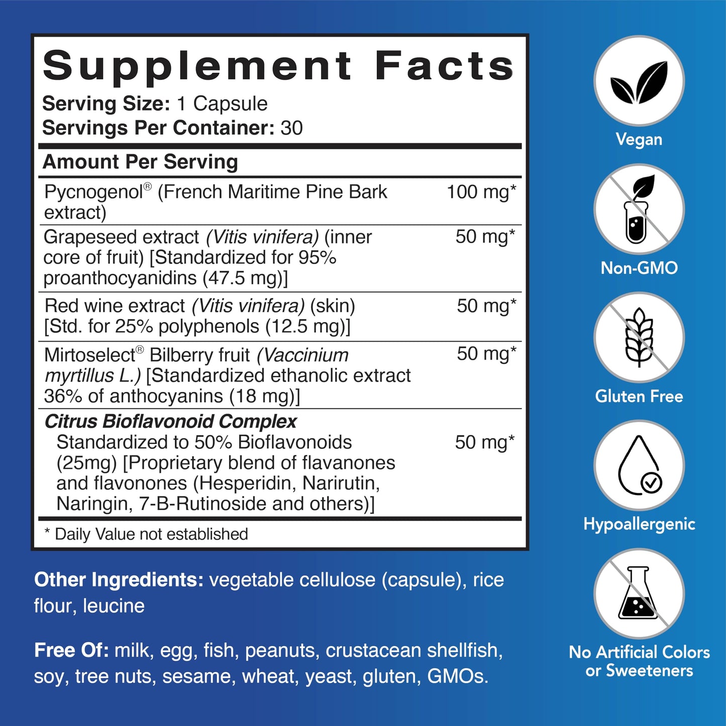 Patient One Pycnogenol OPC Complex Multi-Antioxidant Supplement 30 Capsules