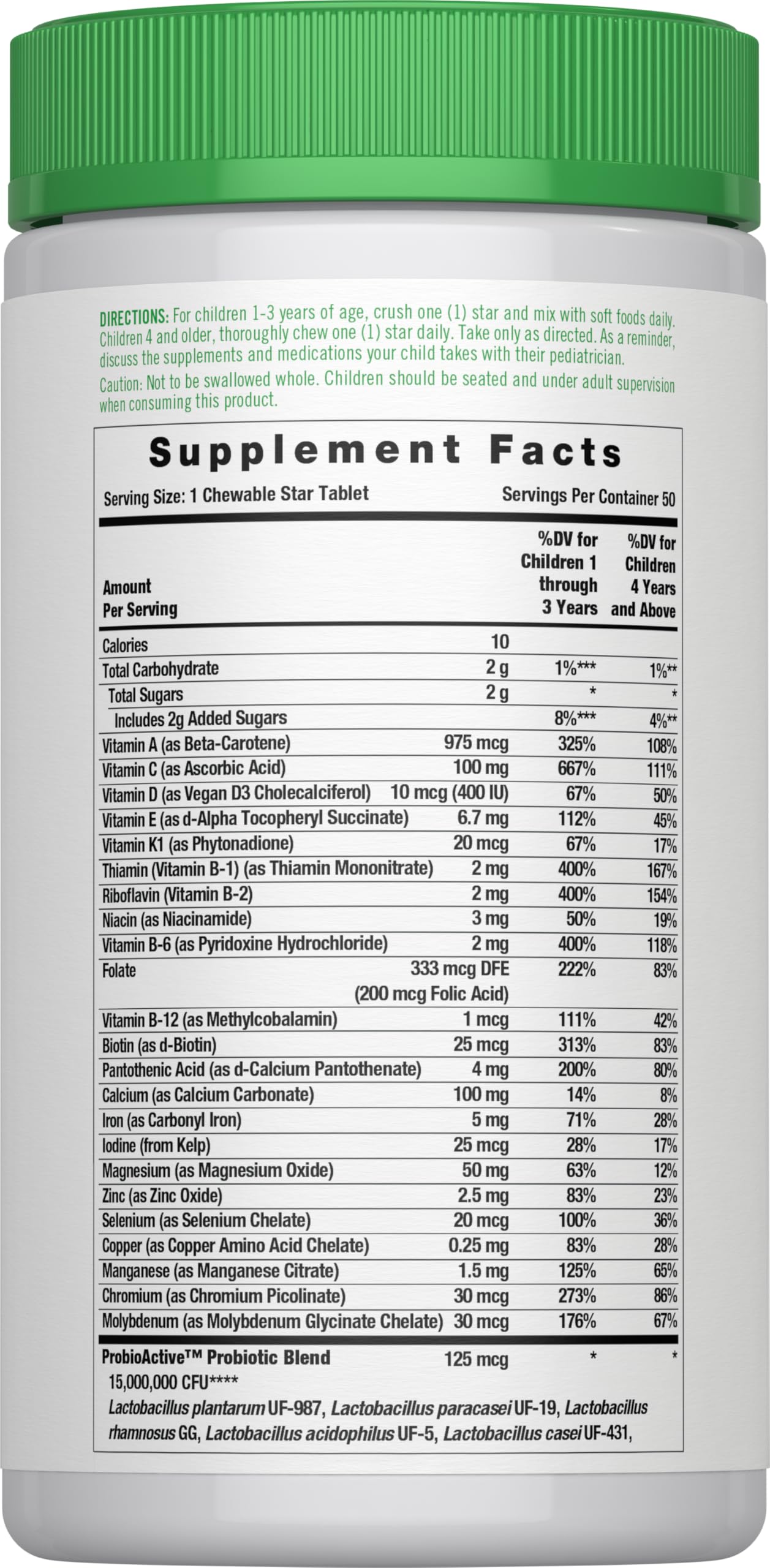Lil' Sprouts Kids Multivitamin with Probiotics Chewable Tablets, 50 Tablets
