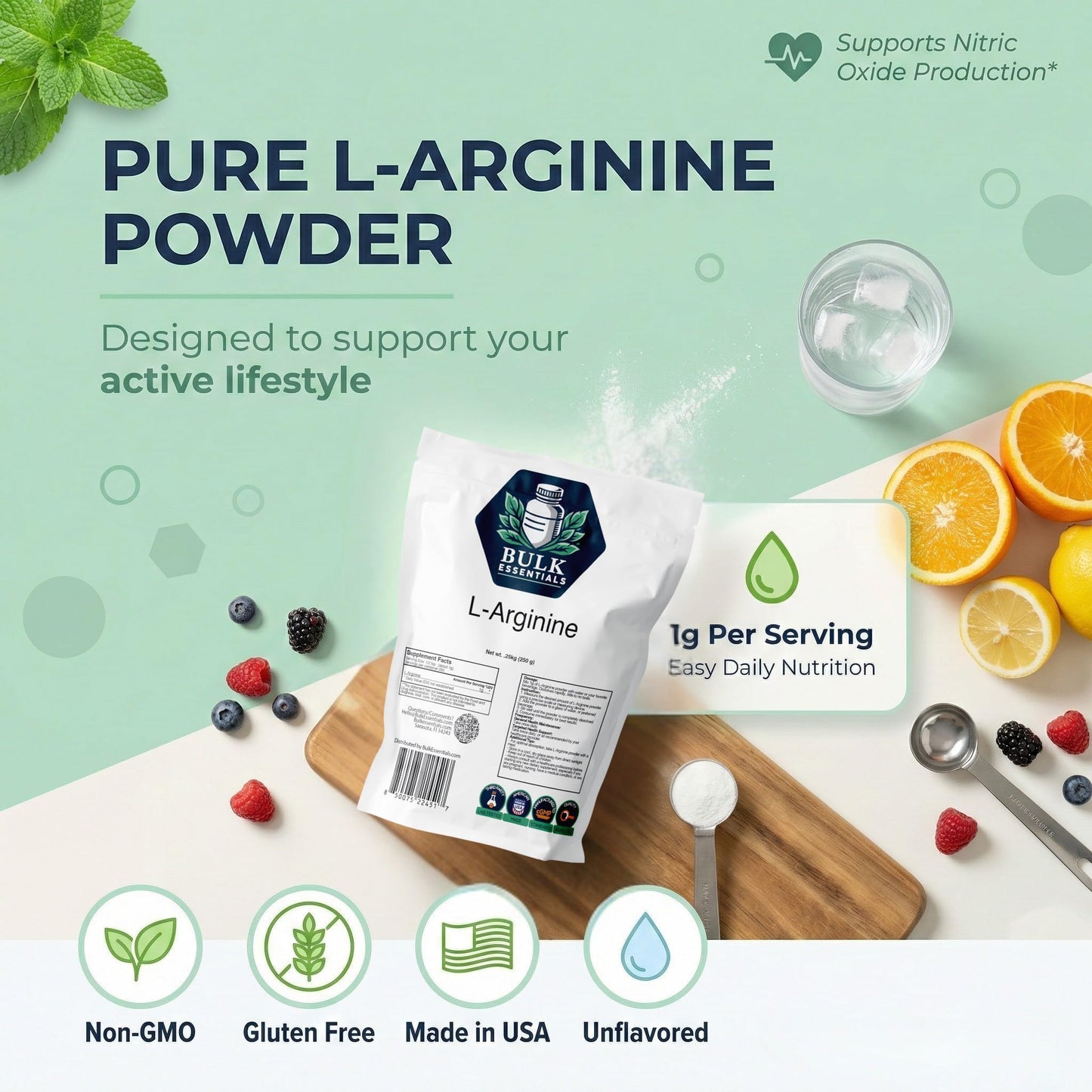 Bulk Essentials L-Arginine Powder, Unflavored, 8.82 oz (250 g)