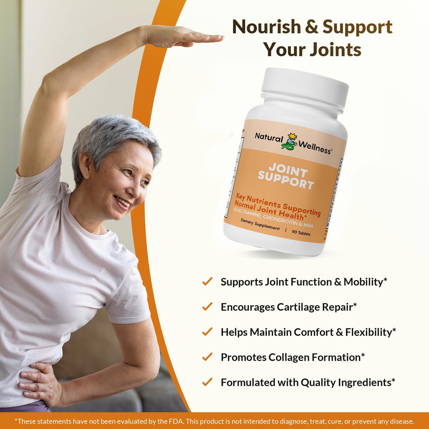 Natural Wellness Glucosamine Chondroitin with MSM and Turmeric Tablet 90 Count