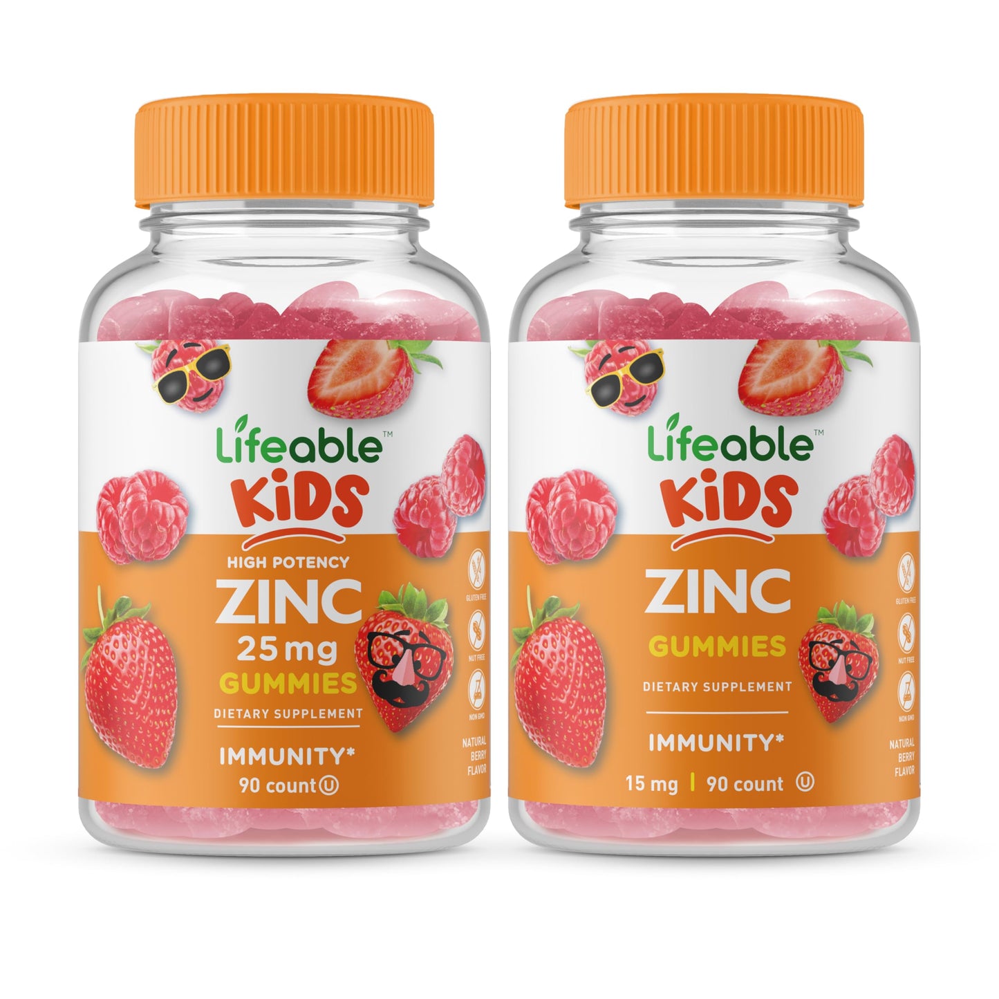 Lifeable Zinc 25mg Kids + Zinc Kids Chewable Gummy 2-Pack