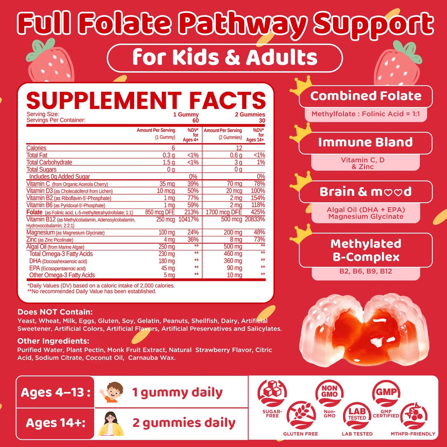 NATISLAND Folinic Acid Gummies 60 Count