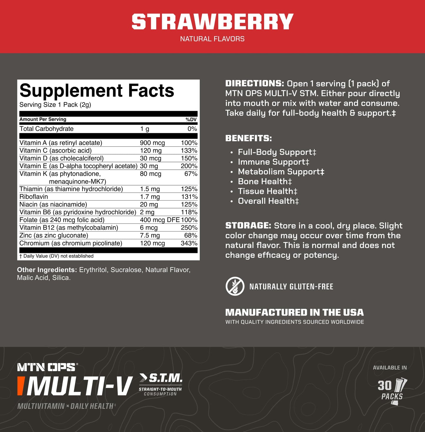 MTN OPS Multi-V STM On-the-Go Daily Multivitamin for Men, Women & Kids Powder 1 Count