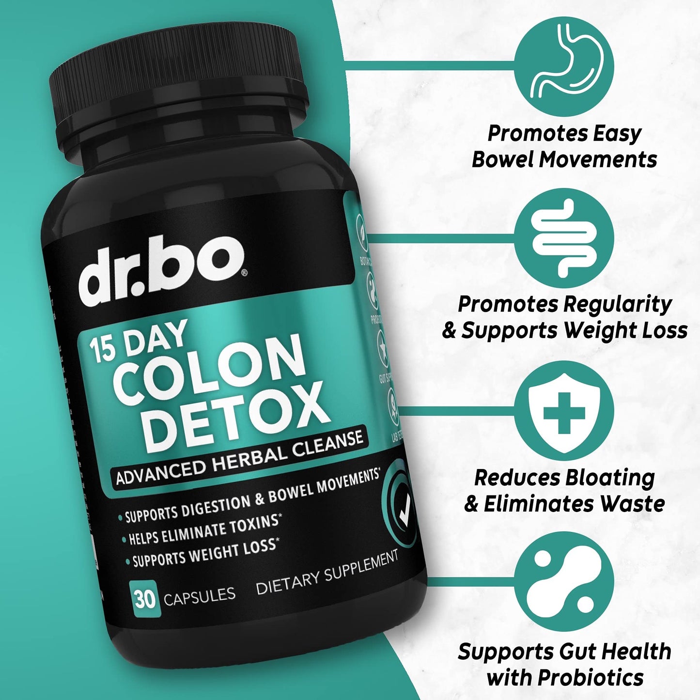 DR. BO Colon Cleanser Detox Supplement Capsules, 60 Count