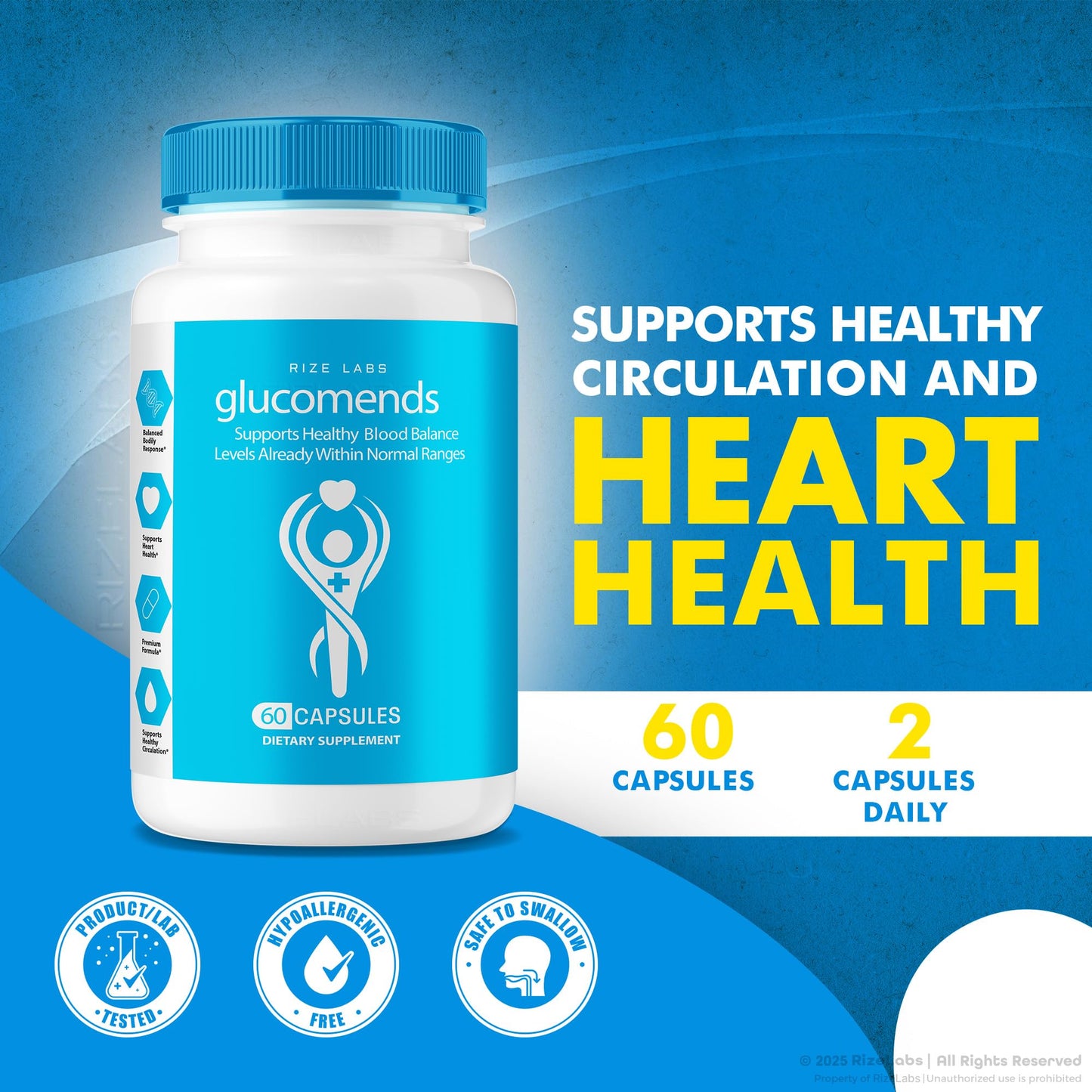 Rize Labs Glucomends Supplement, Advanced Formula, 60 Capsules